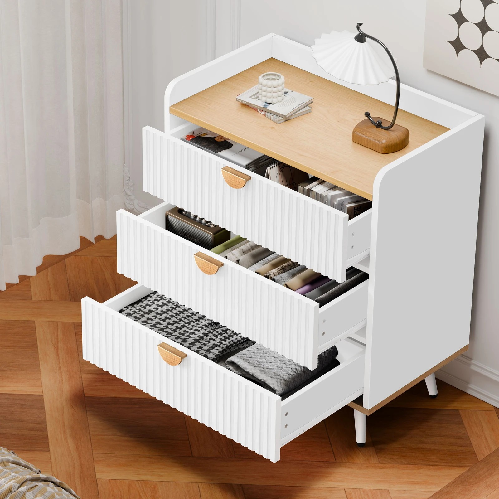 2 Alfordson 3 Chest of Drawers Modern Storage Cabinet Dresser - Oak, 2 of 10