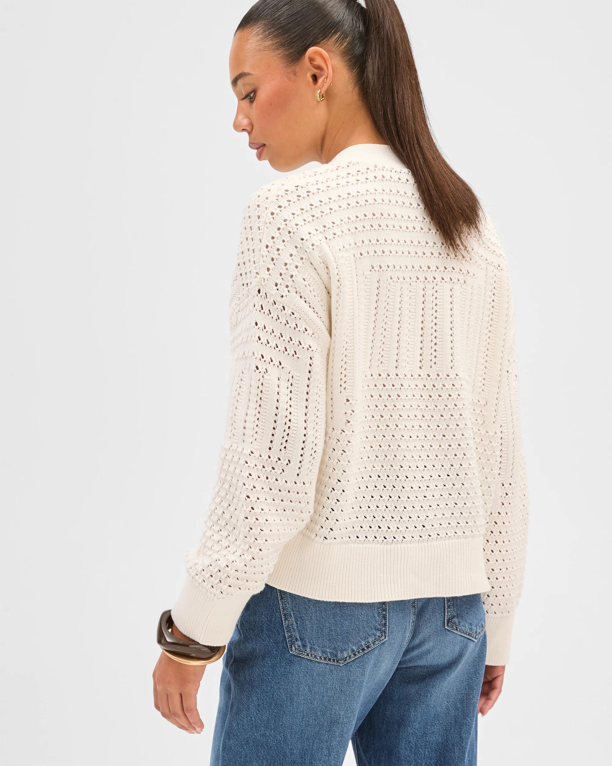 6 Target Woman Australian Cotton Crochet Knit Cardigan CLOUD DANCER, 6 of 7