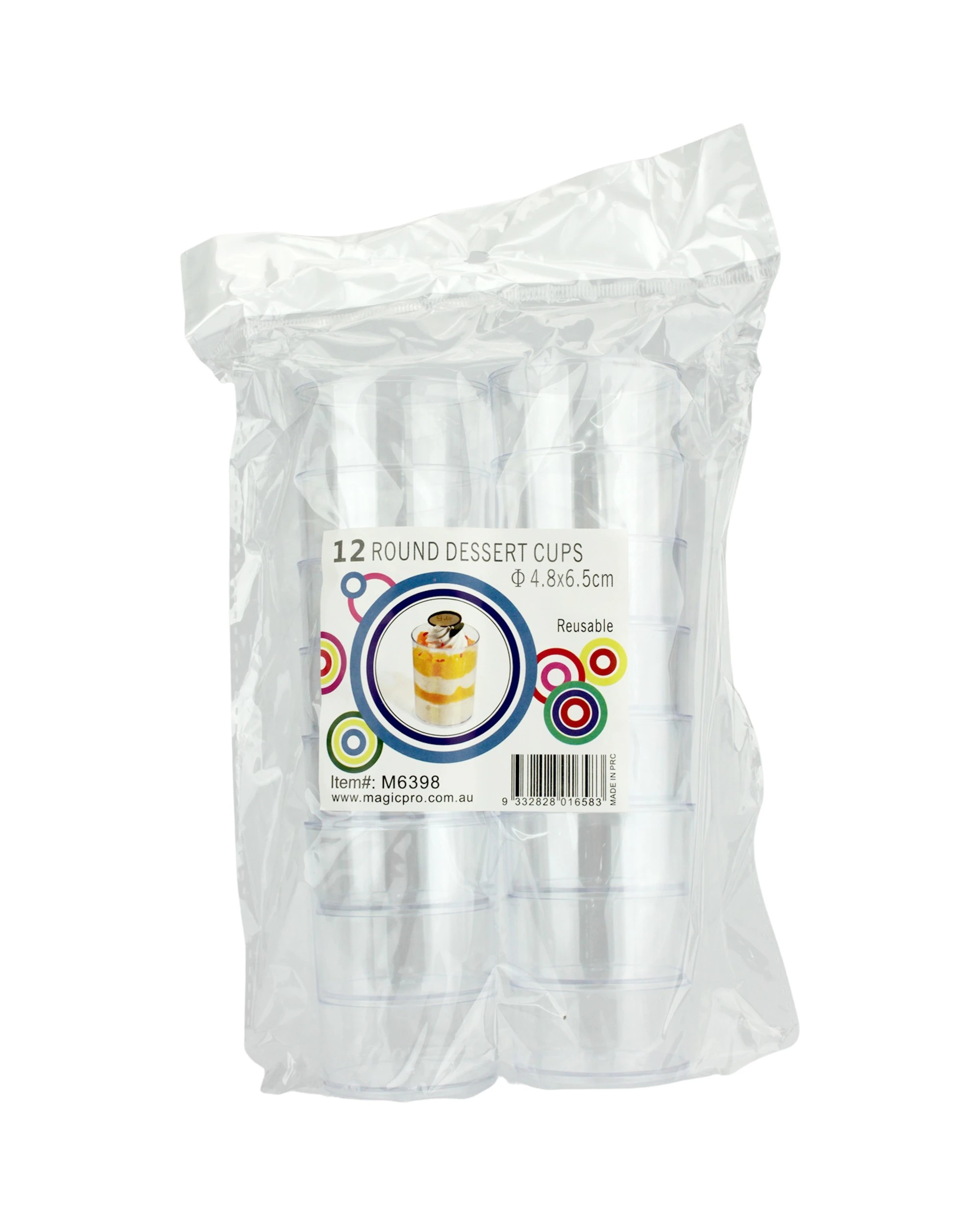 2 Fun Time Clear Mini Plastic Cylinder Dessert Cups 6.5cm Pack of 12 - Clear, 2 of 3