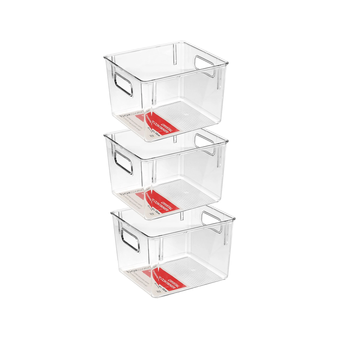 1 Boxsweden 3x Boxsweden Crystal Storage Container - Medium Handles 21x19x15cm
 - plain, 1 of 3