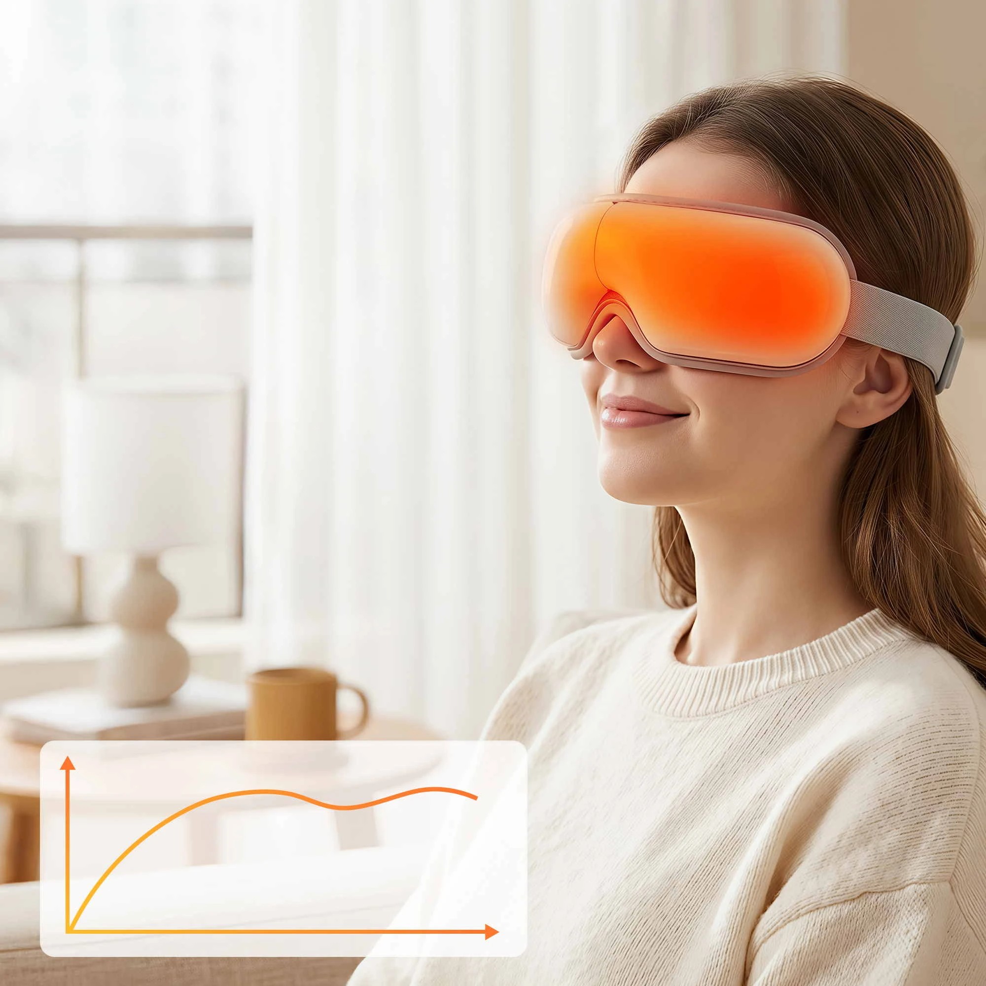 6 Livemor Eye Massager with Heat Sleeping Eyes Mask Folding with Bluetooth Music for Fatigue Relief - White, 6 of 9