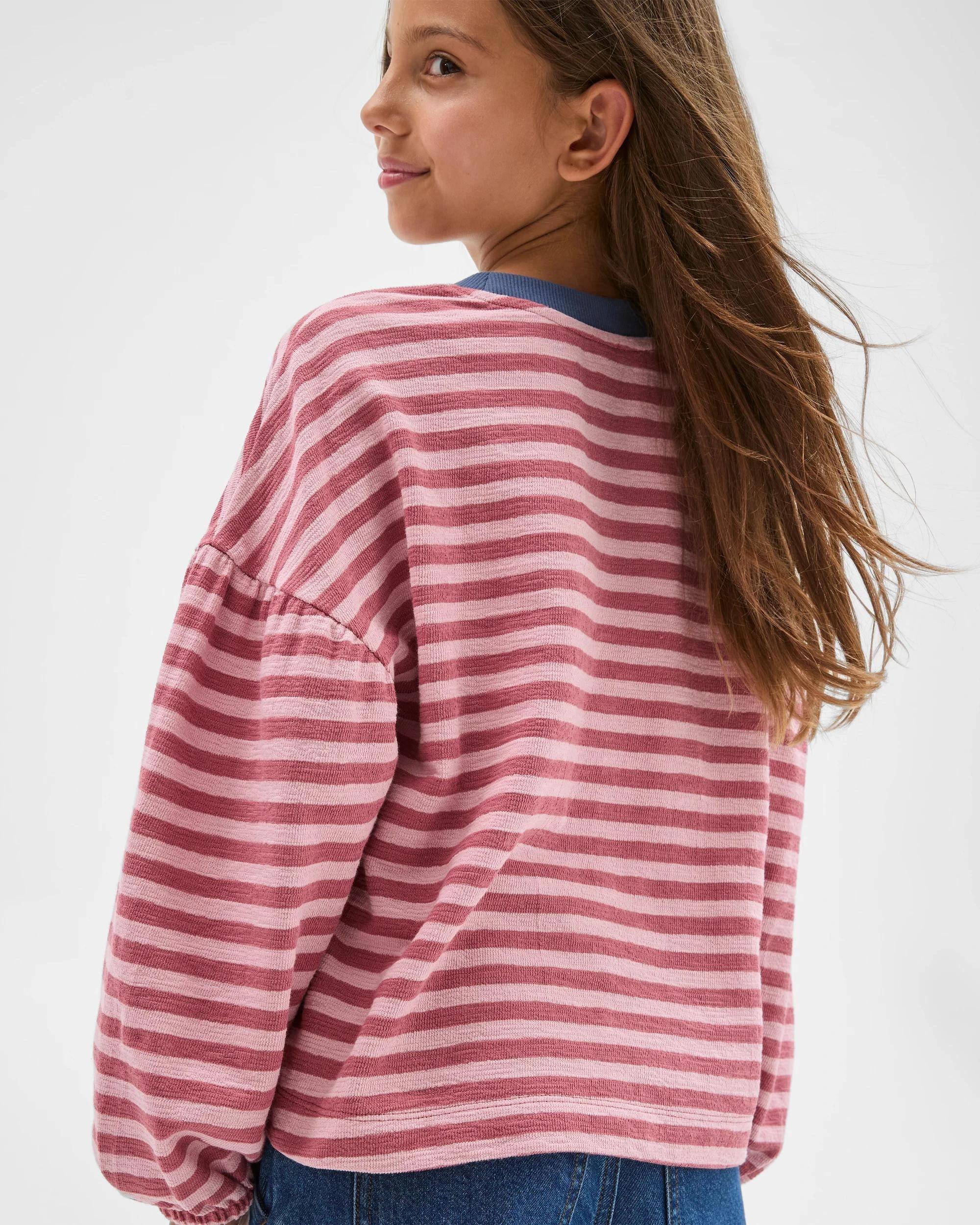 4 Target Kids Australian Cotton Long Balloon Sleeve Striped T-Shirt DUSTY PINK, 4 of 6