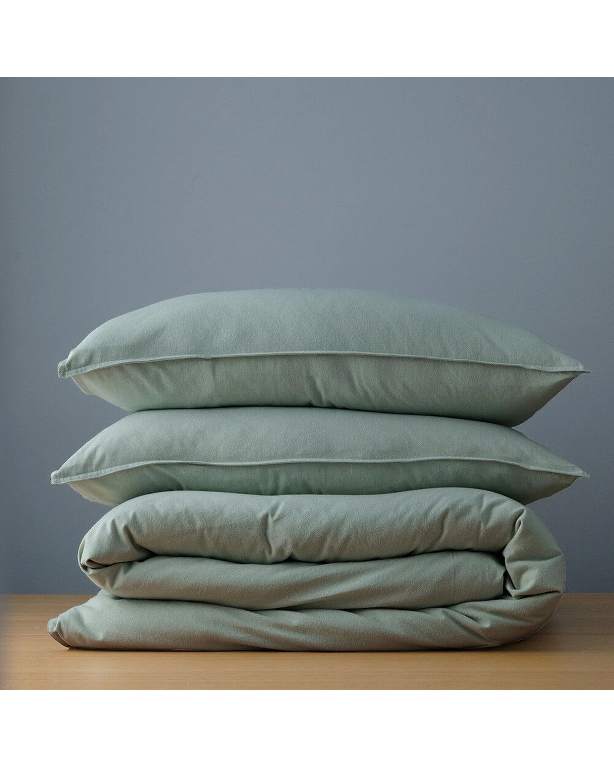 3 Canningvale Cozi Cotton Flannelette Quilt Bed Bedding Cover Set Mineral Single - Green, 3 of 5