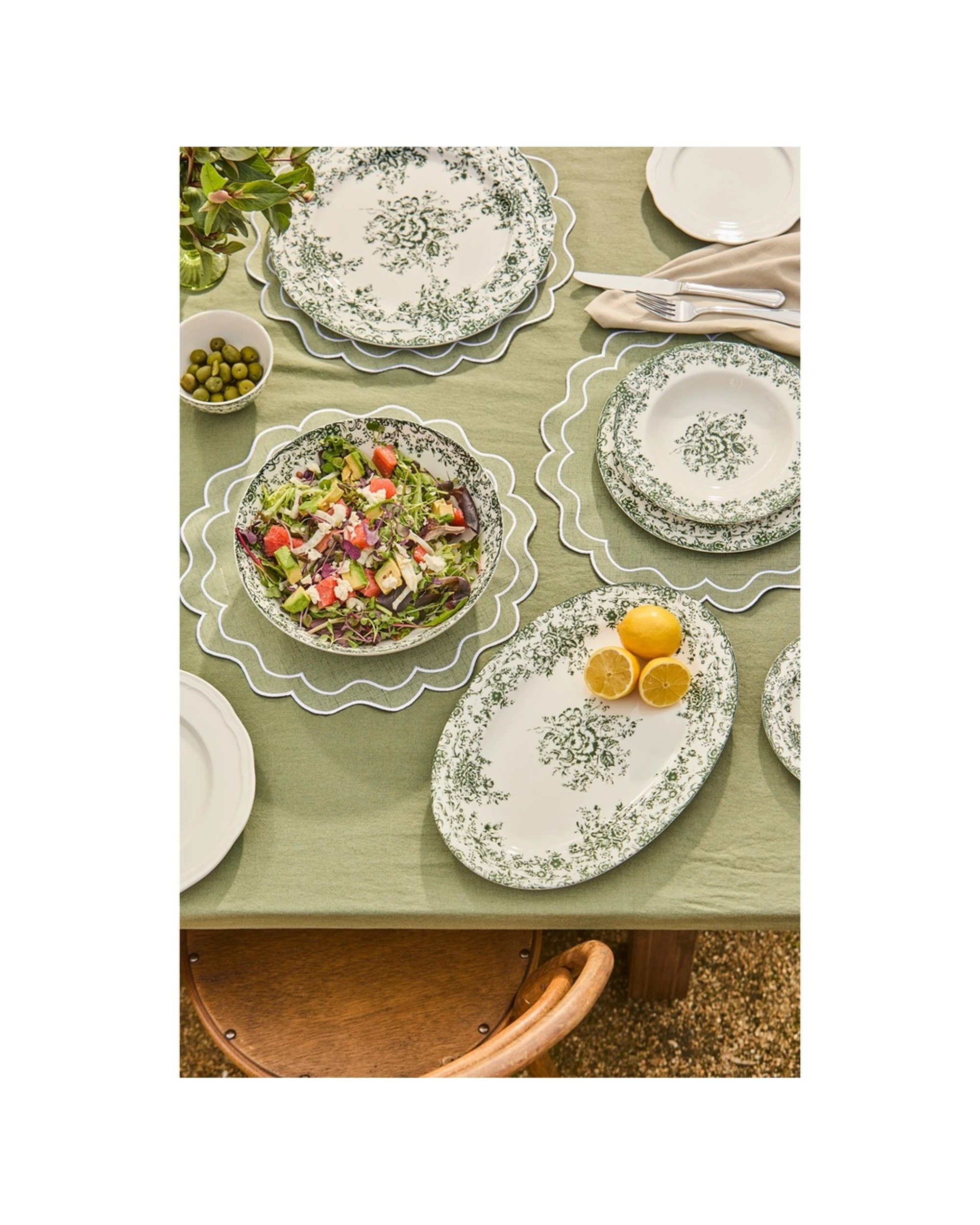 4 Casa Domani Porcelain Rosetta Coupe Bowl 12x6cm Antique - Green, 4 of 4