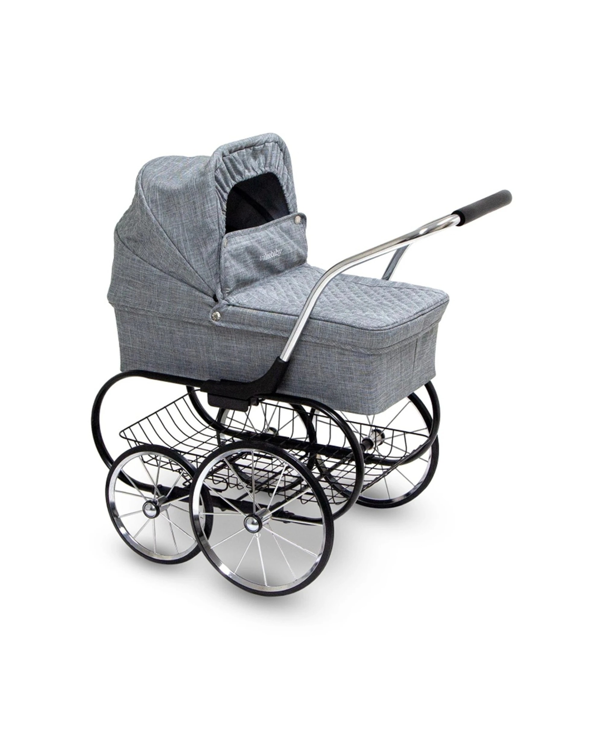 3 Just Like Mum Royale Doll Stroller Durable Nostalgic Design Large Size Easy - Grey, 3 of 7