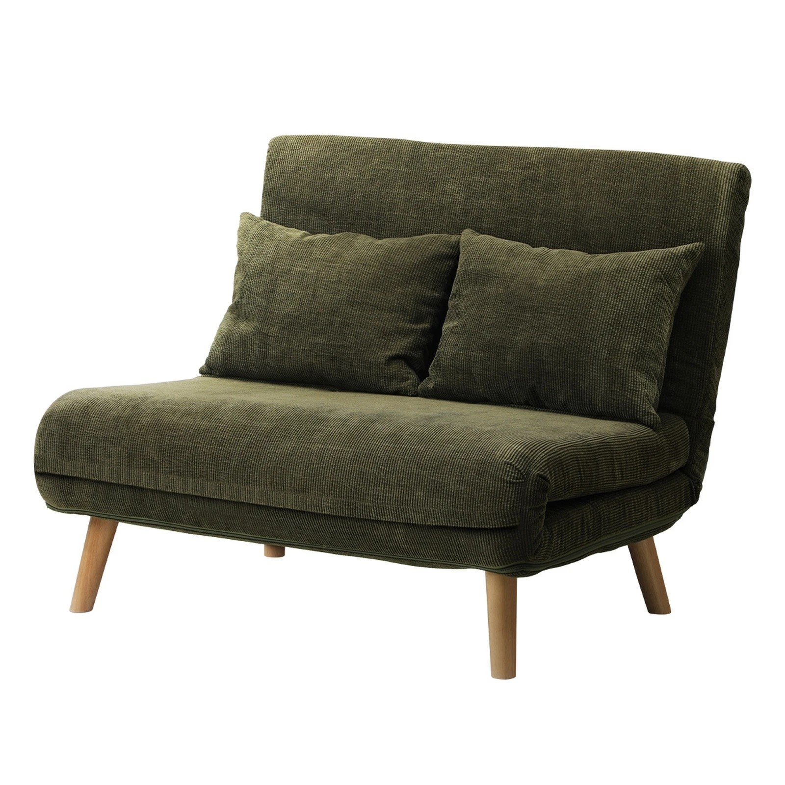 1 Oikiture Sofa Bed Lounge Chair Polyester Recliner Wood Leg 2 Seater
 - Green, 1 of 8