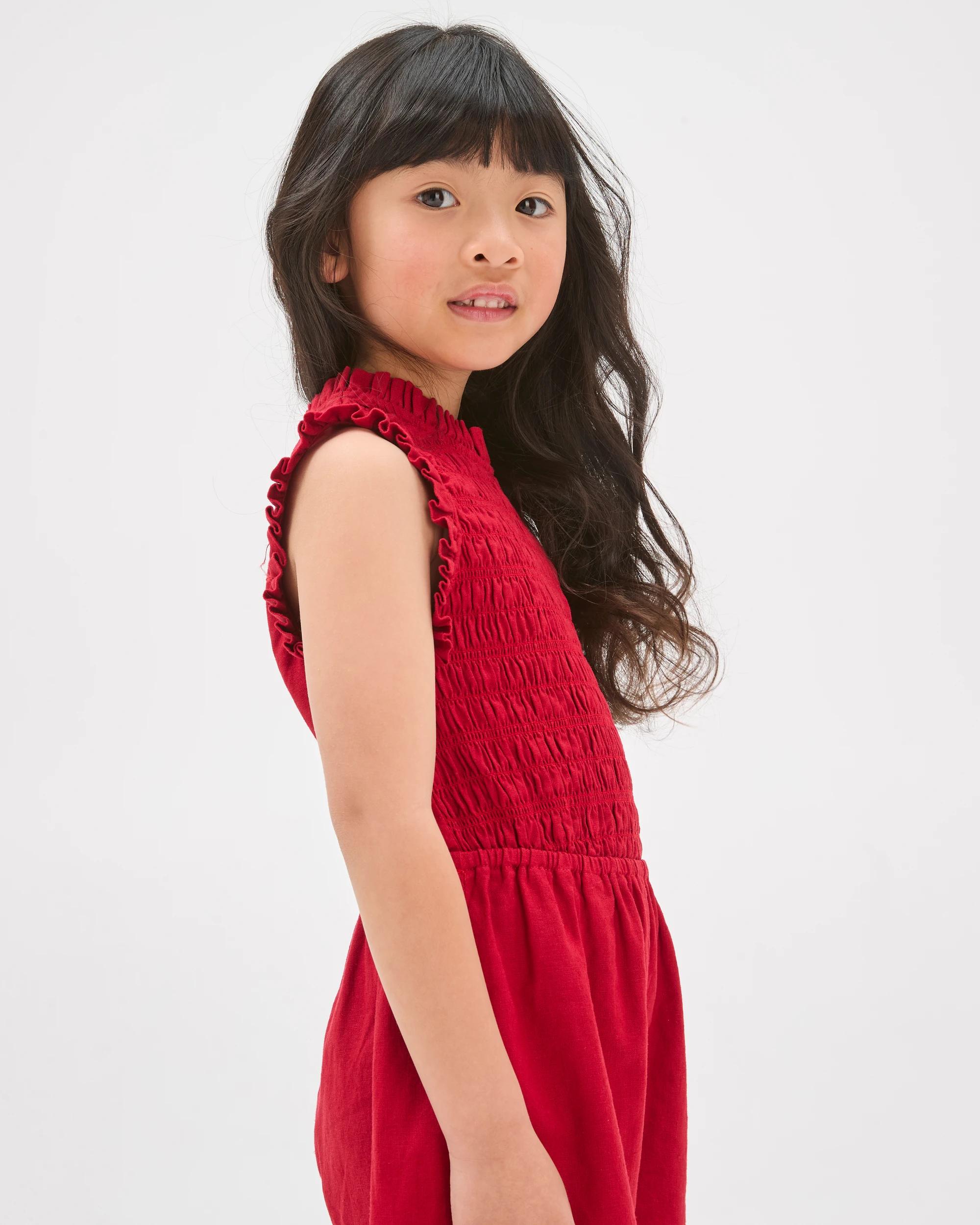 3 Target Kids Linen Blend Sleeveless Playsuit RED, 3 of 7
