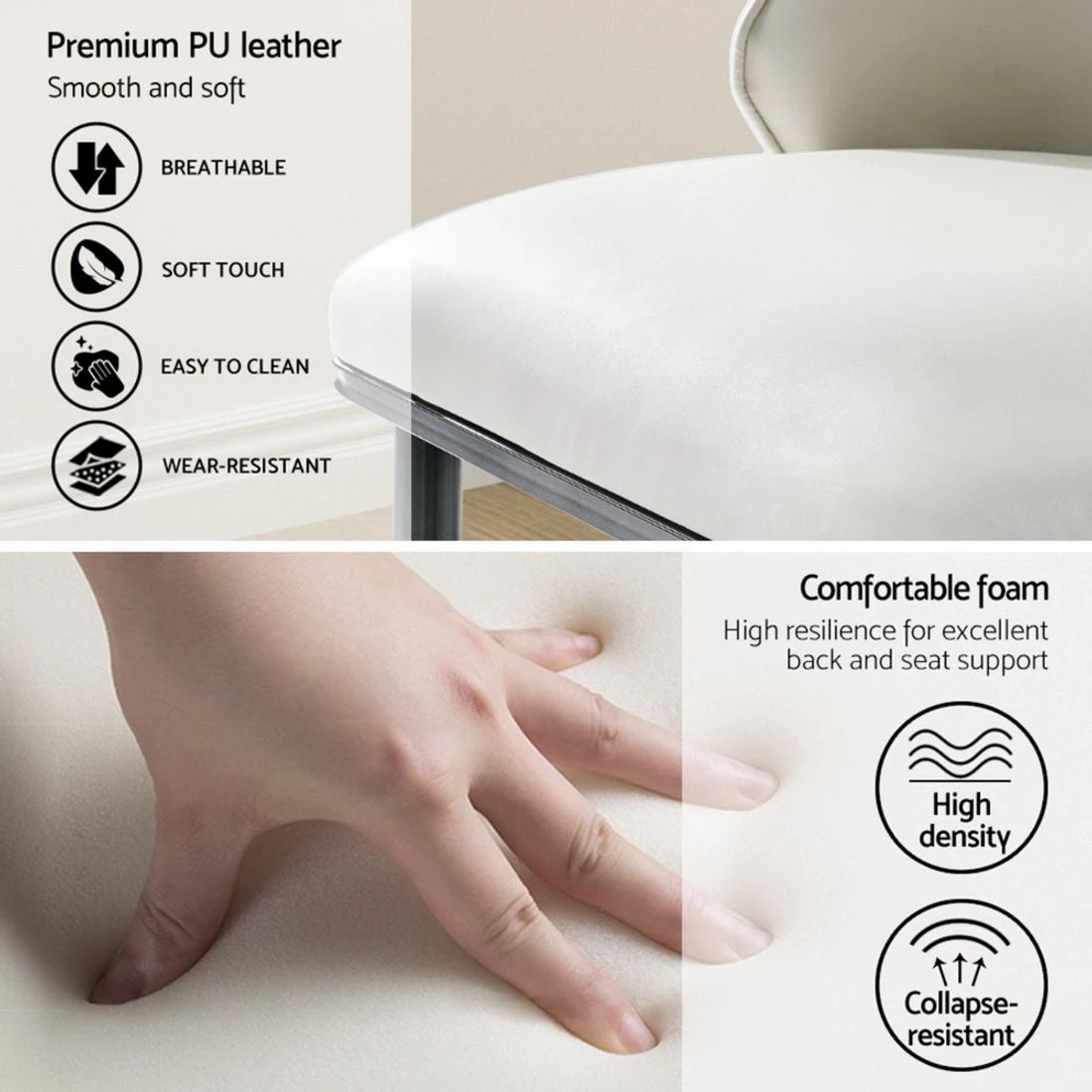 6 Artiss Dining Chairs Set of 4 Leather Seat  and - Multi, 6 of 6