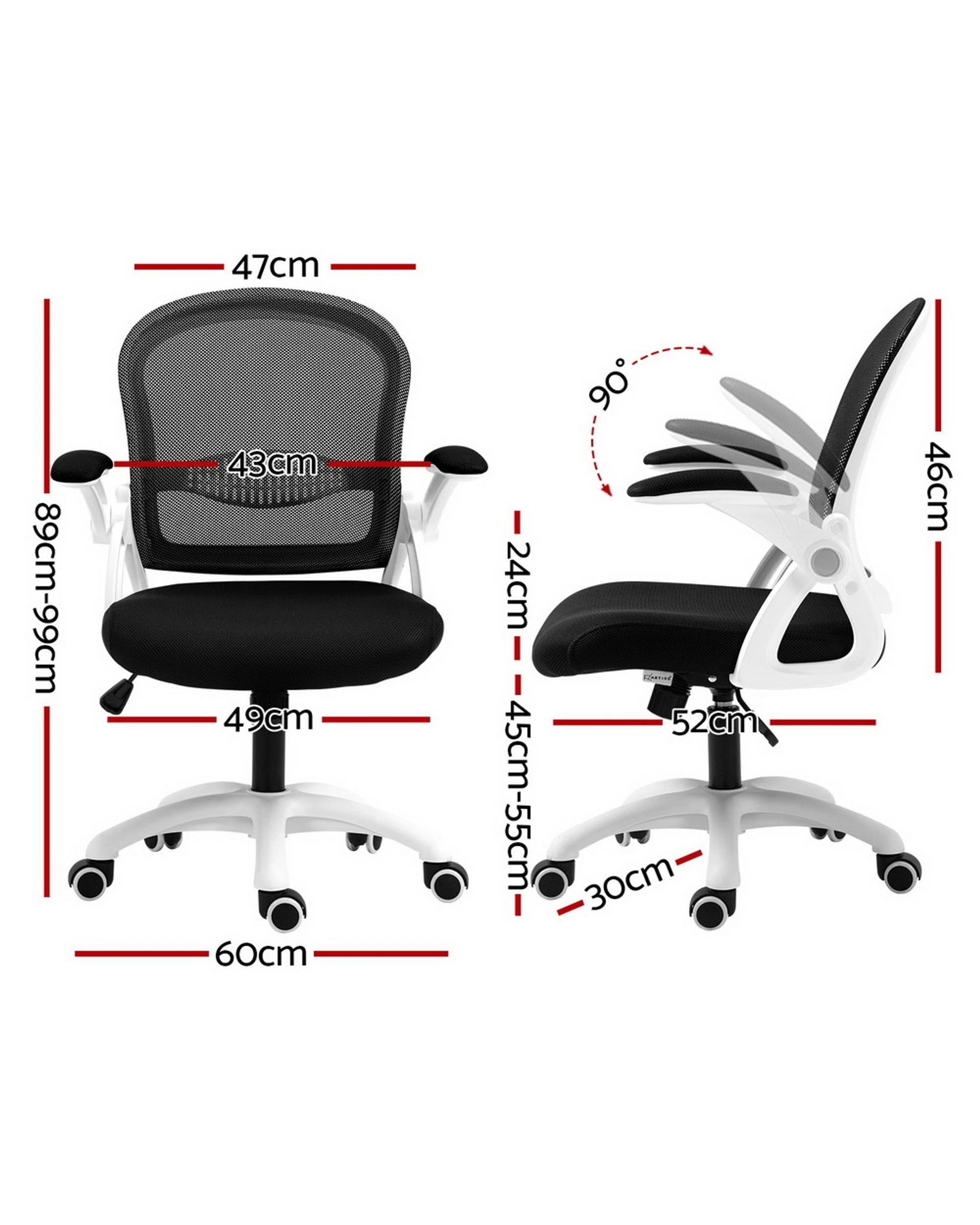 2 Artiss Mesh Office Chair Mid Back
 - Black, 2 of 3