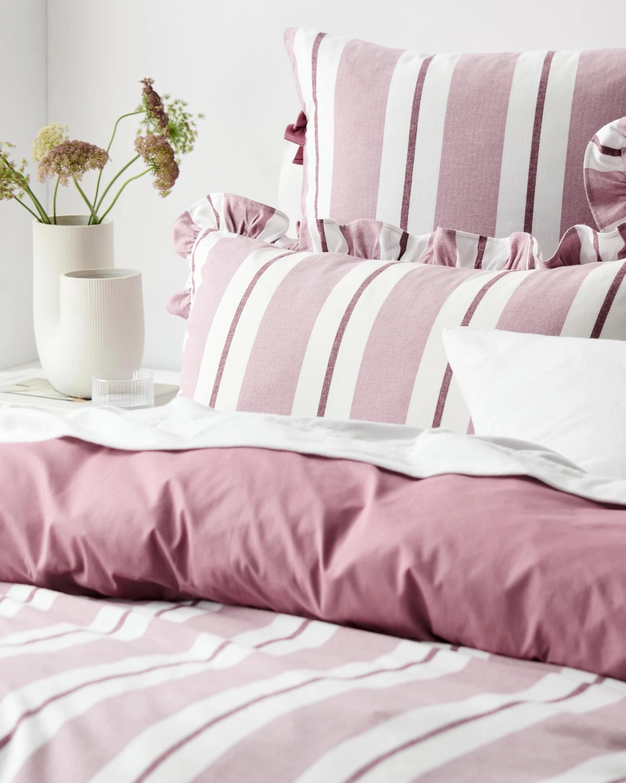 8 Target Peyton Australian Cotton Herringbone Stripe Quilt Cover Set - Double Bed - Pink, 8 of 8