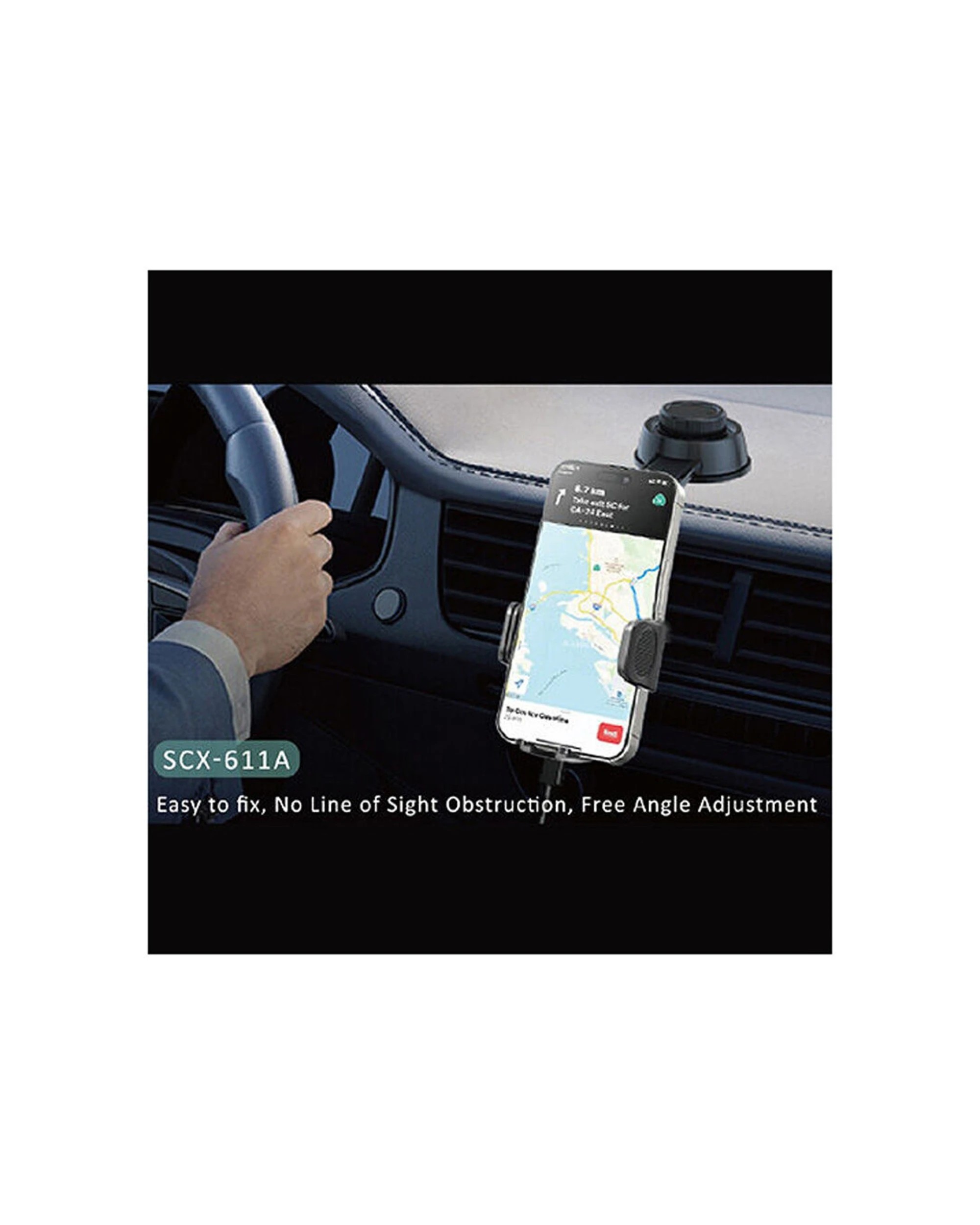 4 Sansai Universal Suction Mounted Car Phone Holder Adjustable Anti-Slip - Black, 4 of 4