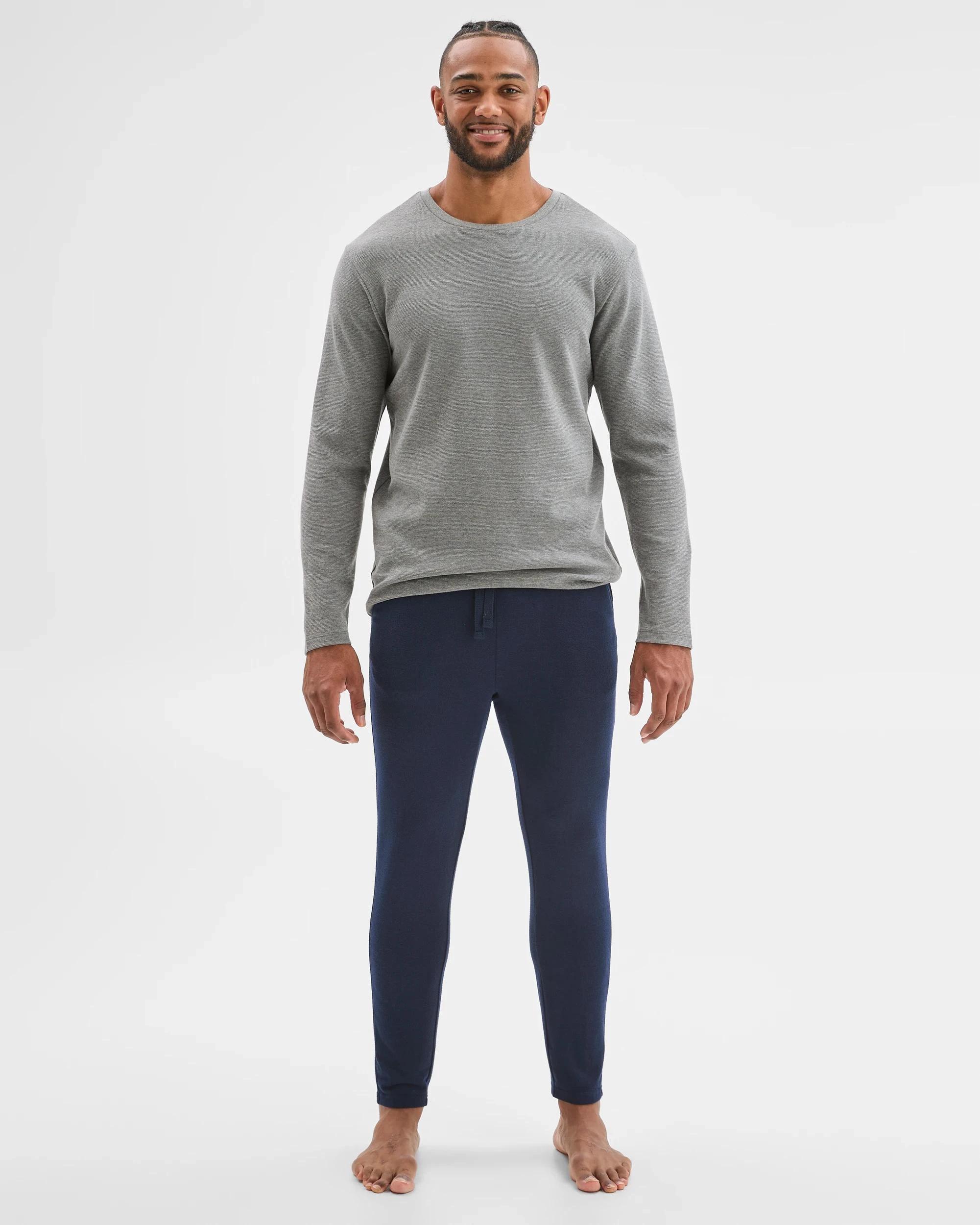 2 Maxx Australian Cotton Blend Ottoman Long Sleeve Sleep T-Shirt GREY MARLE, 2 of 5