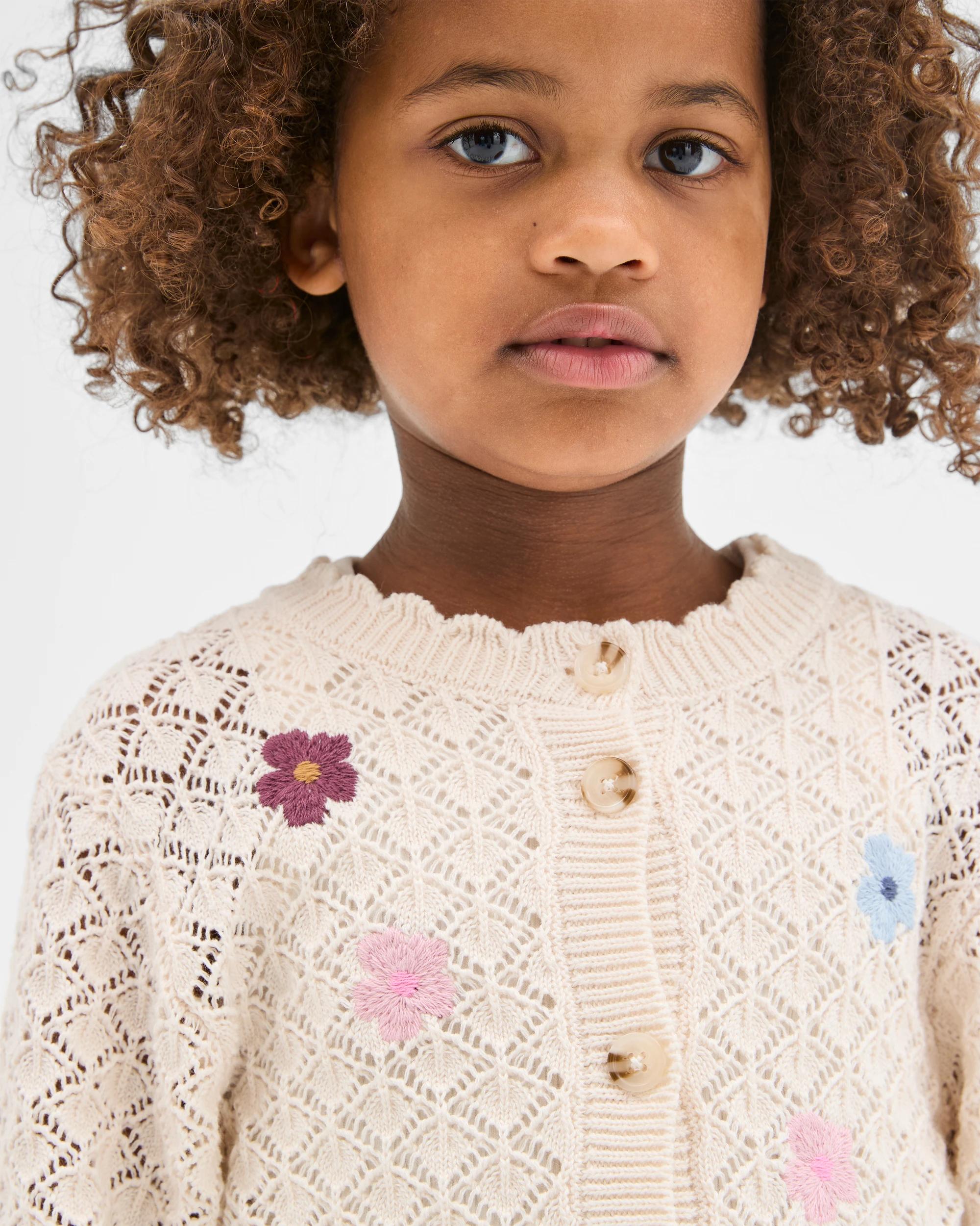 2 Target Kids Australian Cotton Lightweight Knit Cardigan DITSY CREAM, 2 of 7