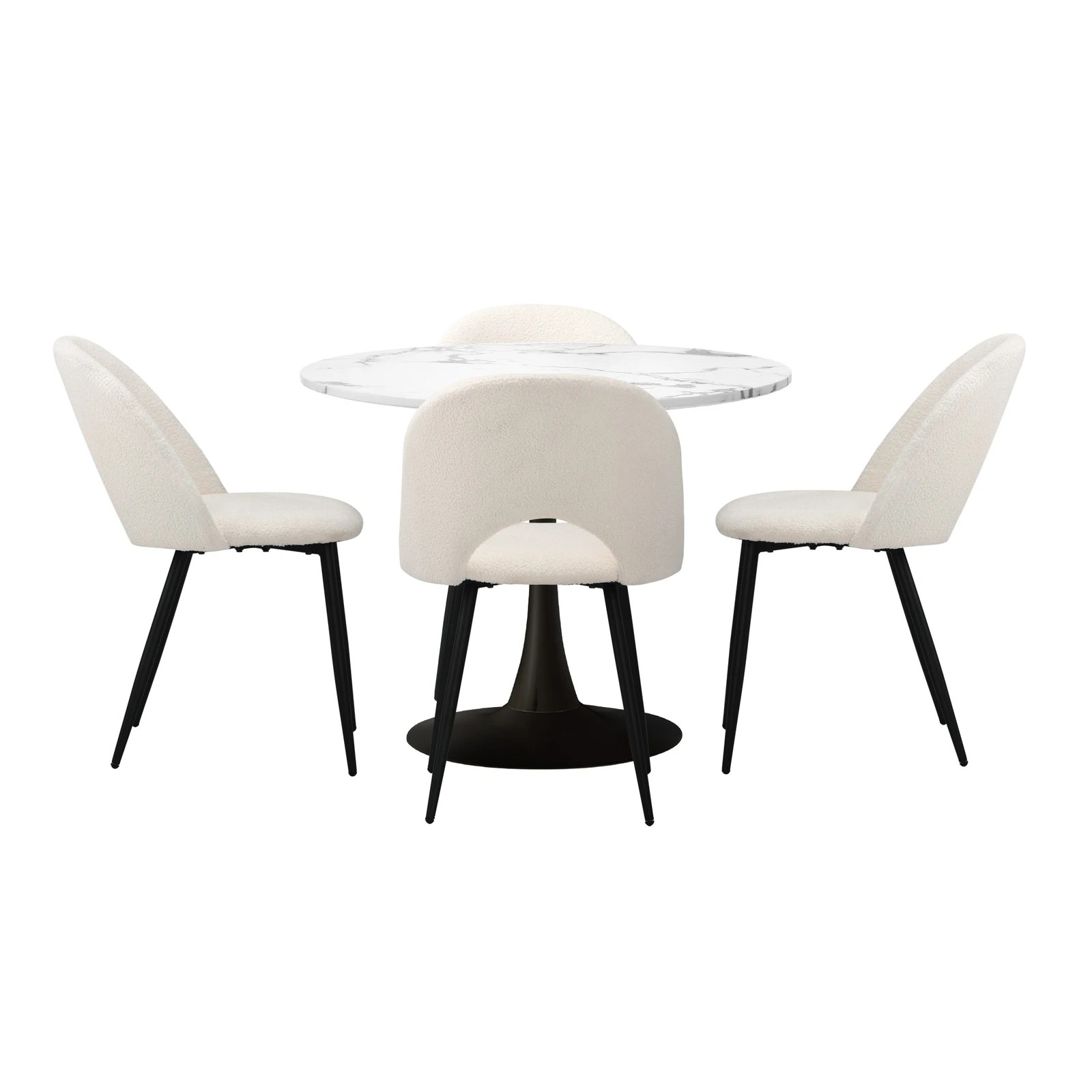 8 Oikiture 90cm Round Dining Table With 4pcs Dining Chairs Sherpa
 - Multi, 8 of 10