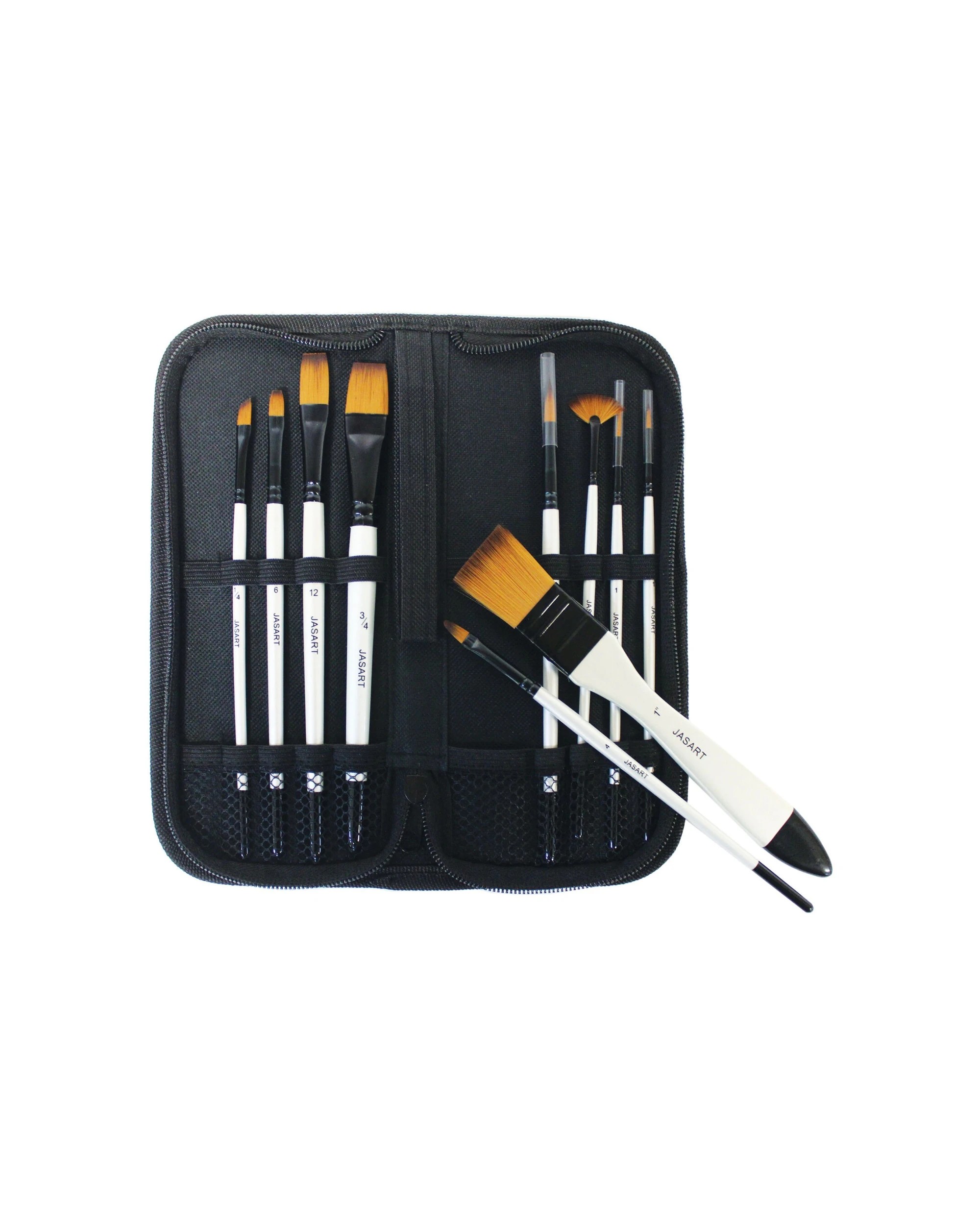 3 Jasart 10pc Bristles Short Handle Brush Set Pearl - White, 3 of 3