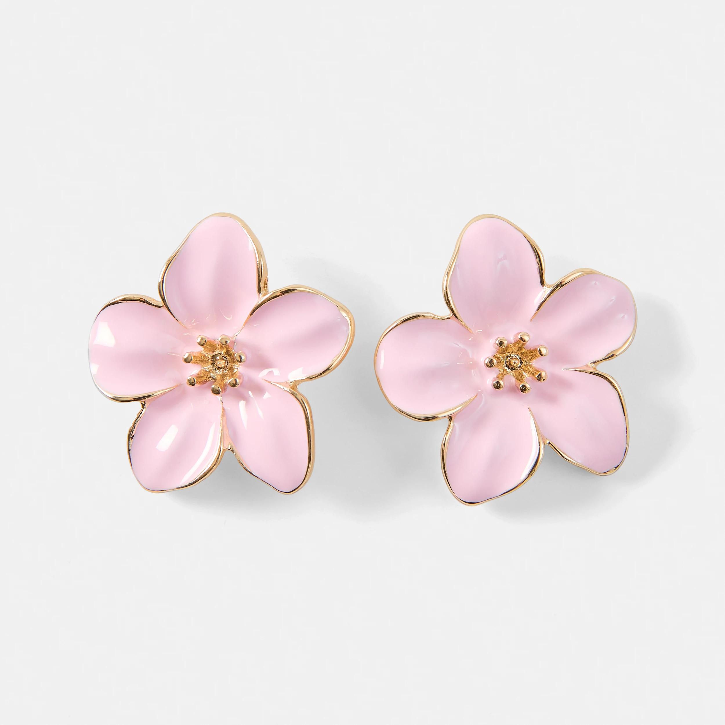 1 Flower Stud Earrings - Pink Pink, 1 of 4