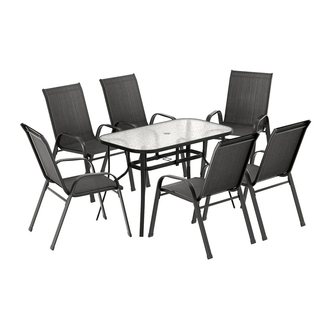 4 Gardeon 7PC Outdoor Dining Set Table and Chairs - Black, 4 of 6