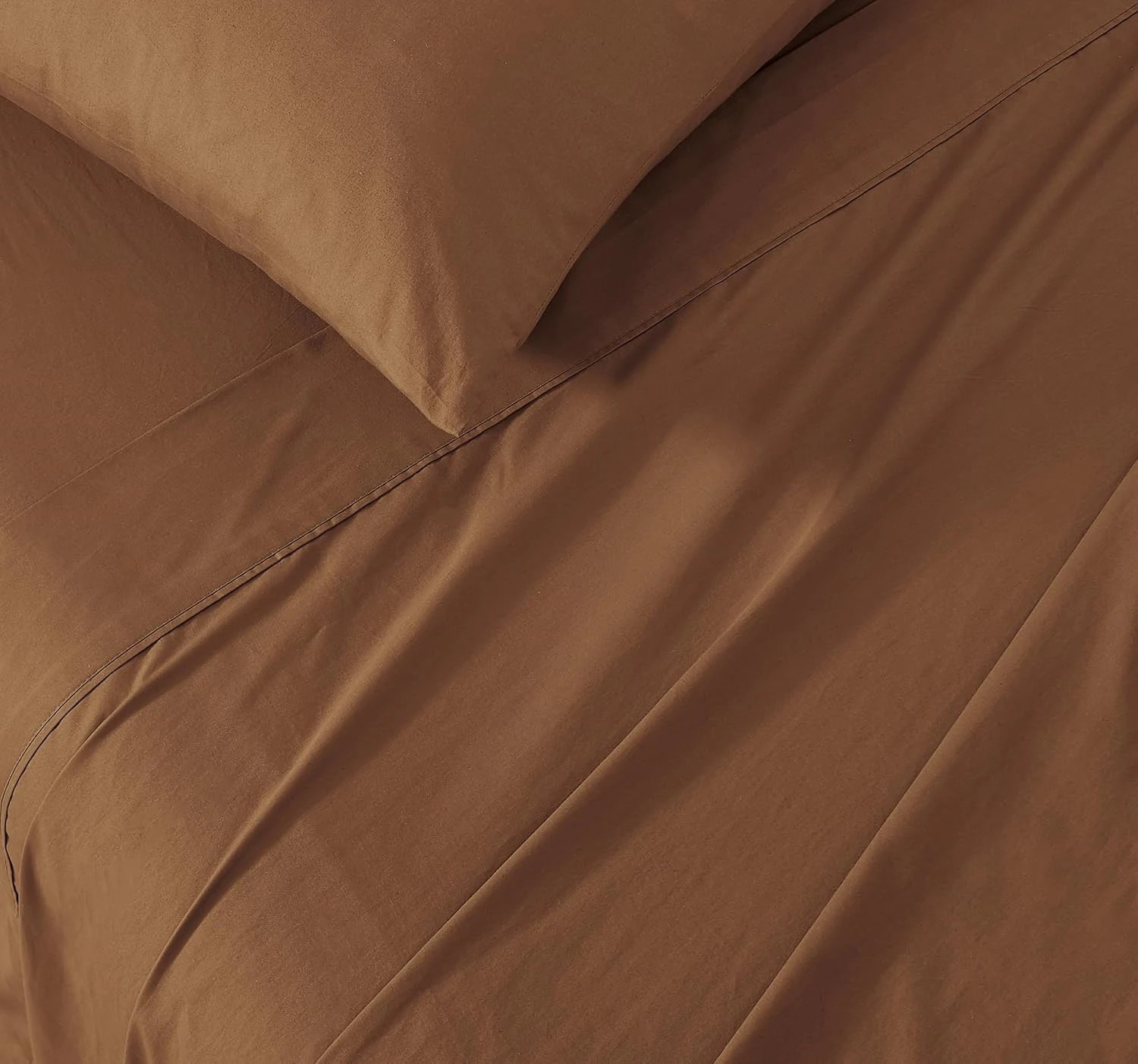 3 Gioia Casa Vintage Washed Cotton Sheet Set Soft Breathable - Single Bed - Rust, 3 of 4