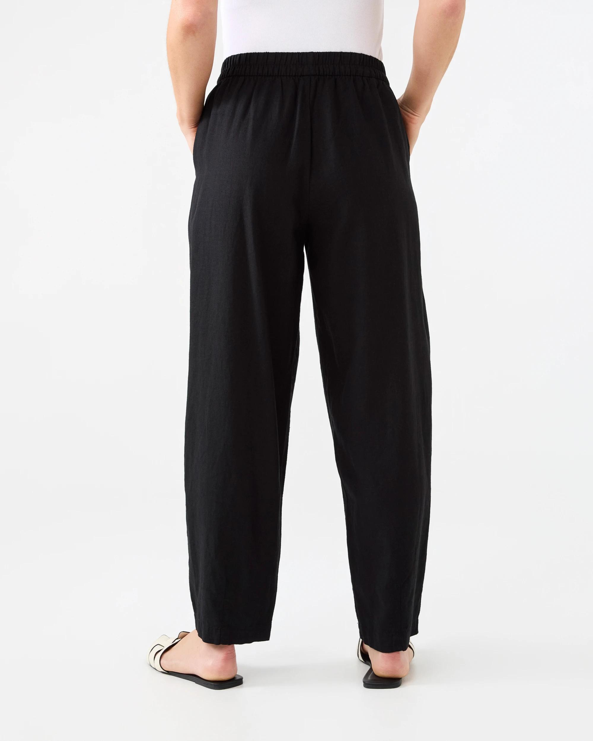 3 Linen Blend Barrel Pants Black, 3 of 5