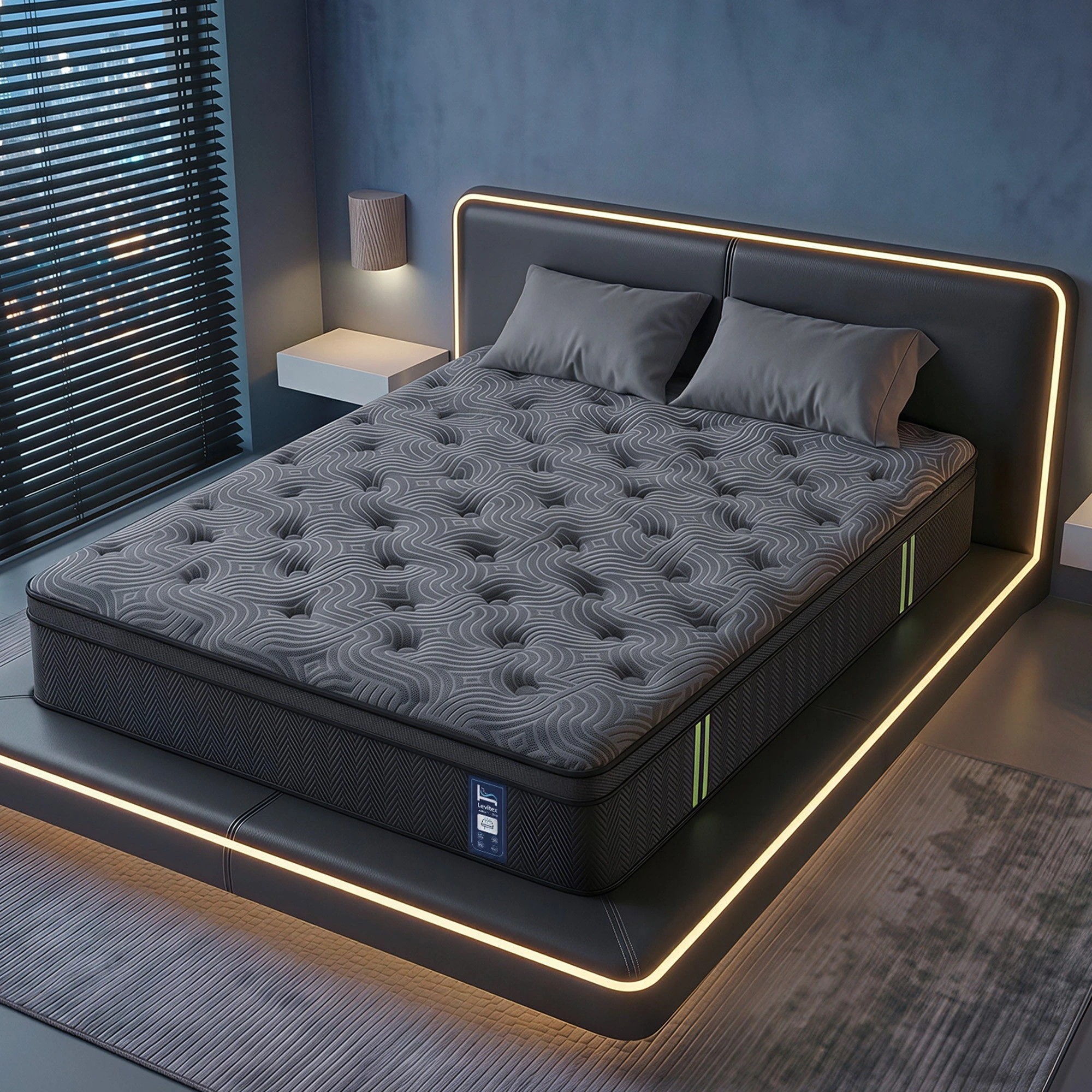 10 Levitex Double Mattress 5-Zone Pressure Relief Pocket Spring - Double Bed - Black, 10 of 10