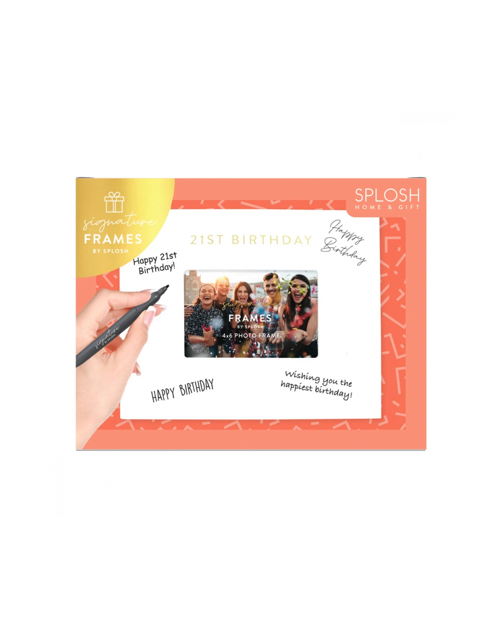 3 Splosh 21st Birthday Signature Photo Frame W/ Marker Home Decor 27.5x23cm White
 - White, 3 of 5