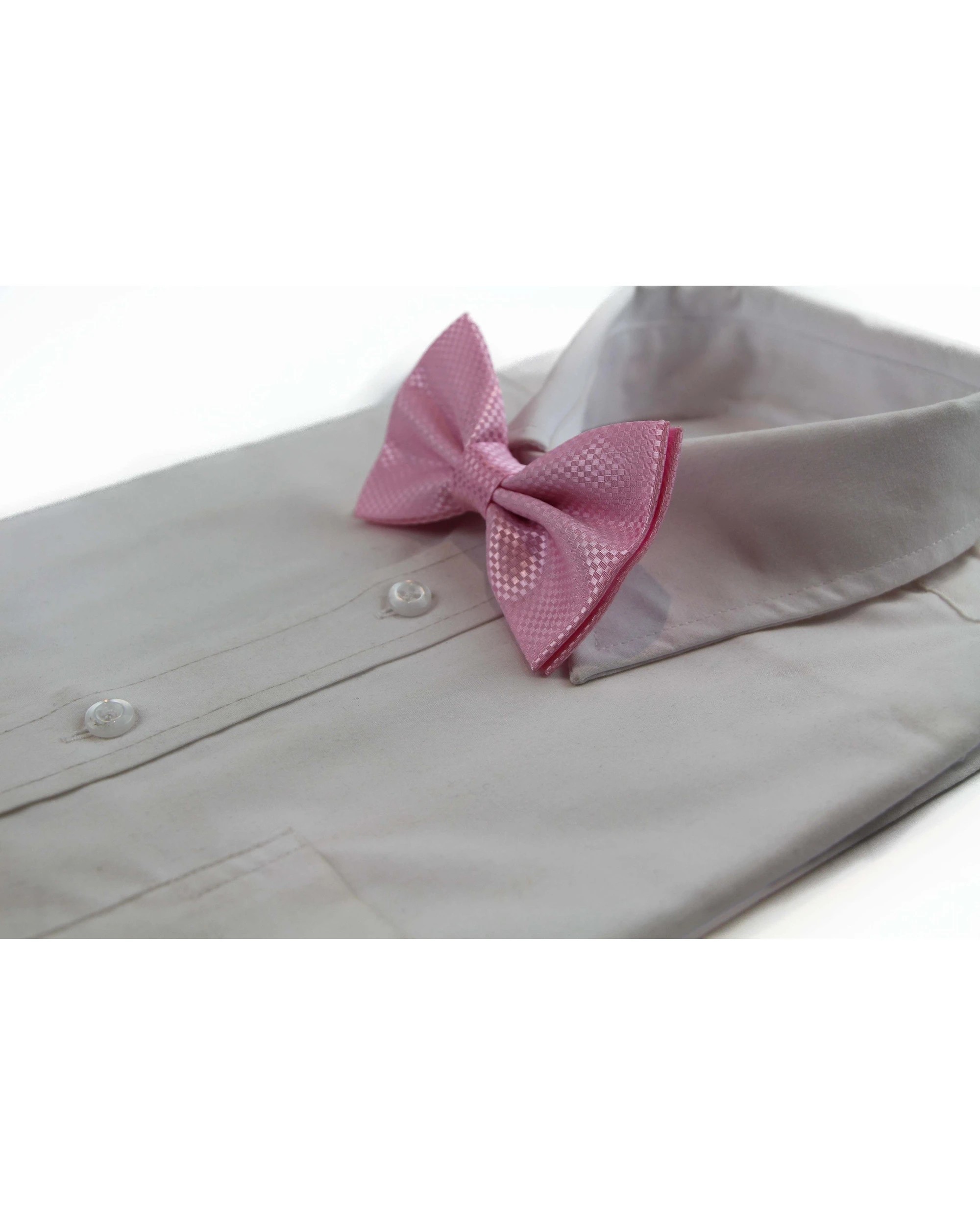 1 Zasel Mens Baby Pink Disco Shine Checkered Patterned Bow Tie - Pink, 1 of 4
