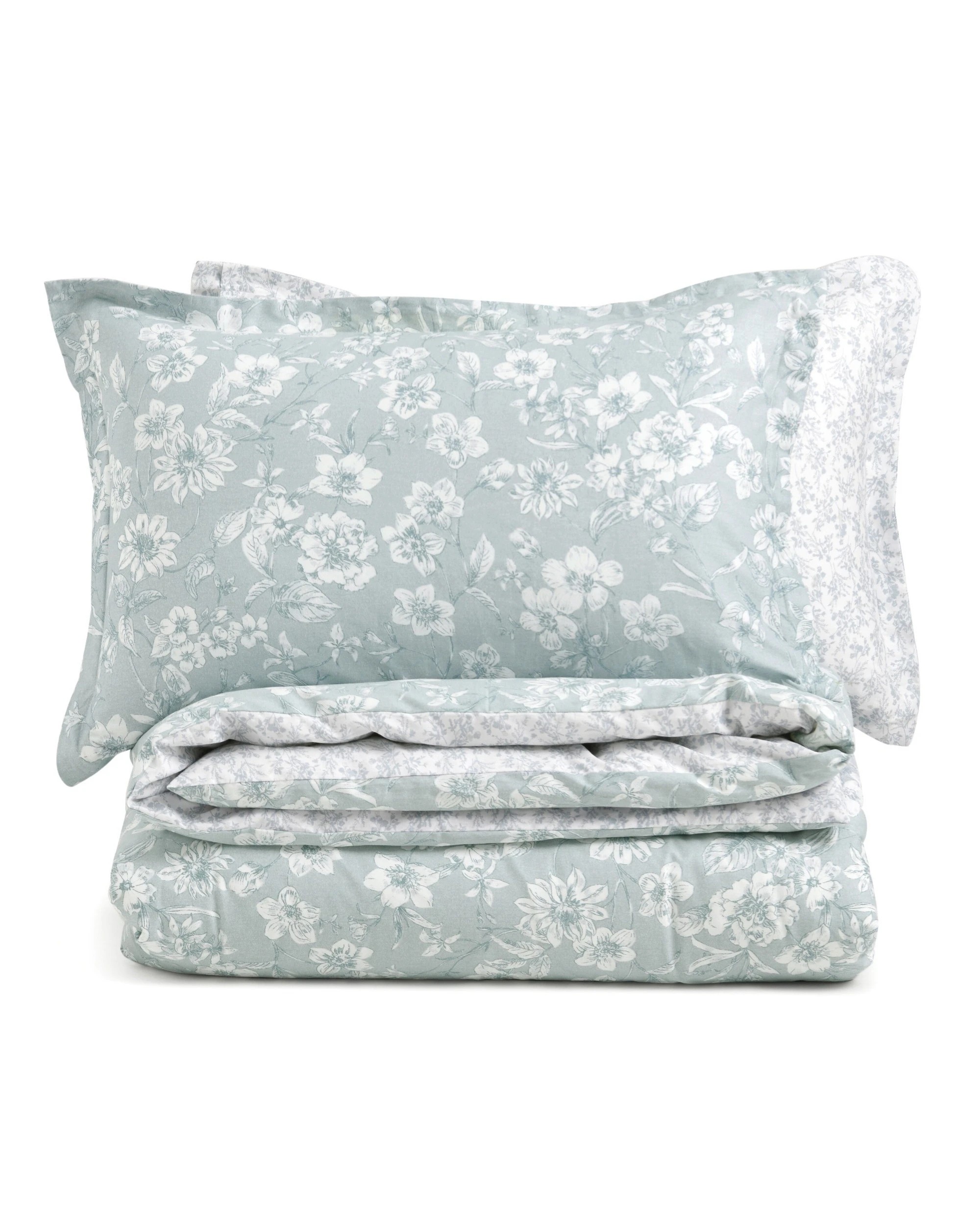 6 Dreamaker Eloise 100% Cotton Reversible Quilt Cover Set - King Single Bed - Ocean Fog, 6 of 8
