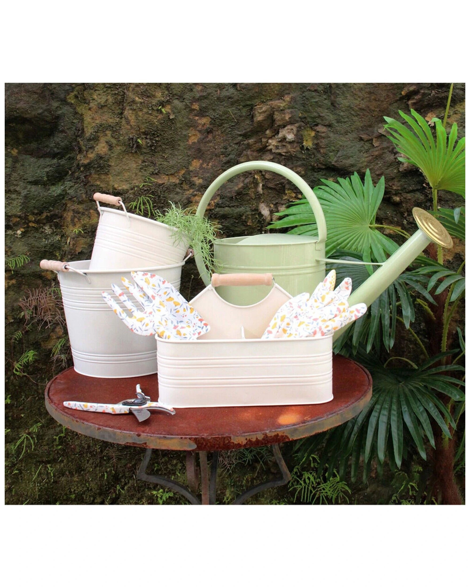 2 LVD Metal Caddy Storage Box Durable Wooden Handle 29.5x19x11cm Compact - White, 2 of 3