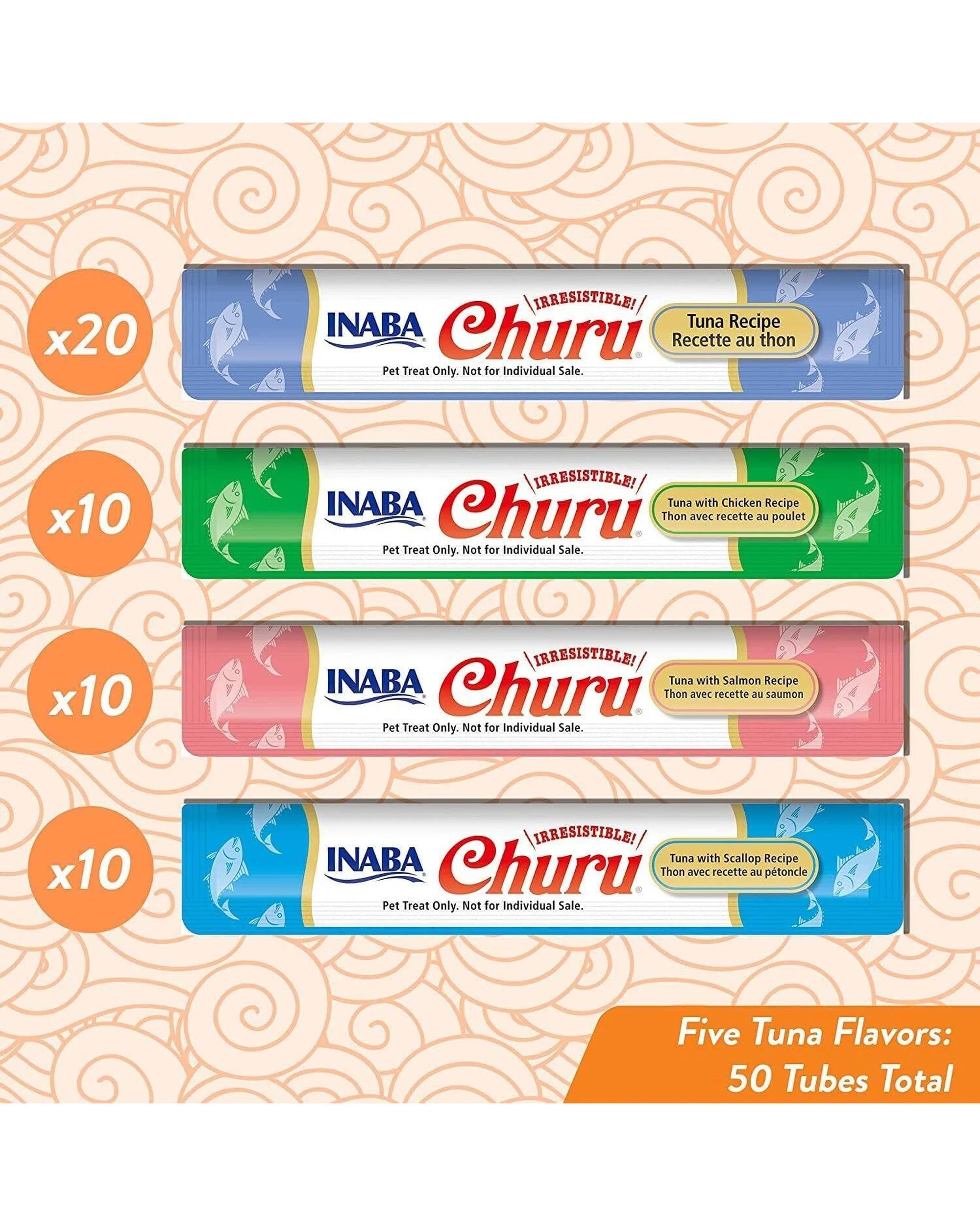 3 Inaba Churu Puree Lickable Cat Treats Tuna Variety Box 50 x 14g, 3 of 7