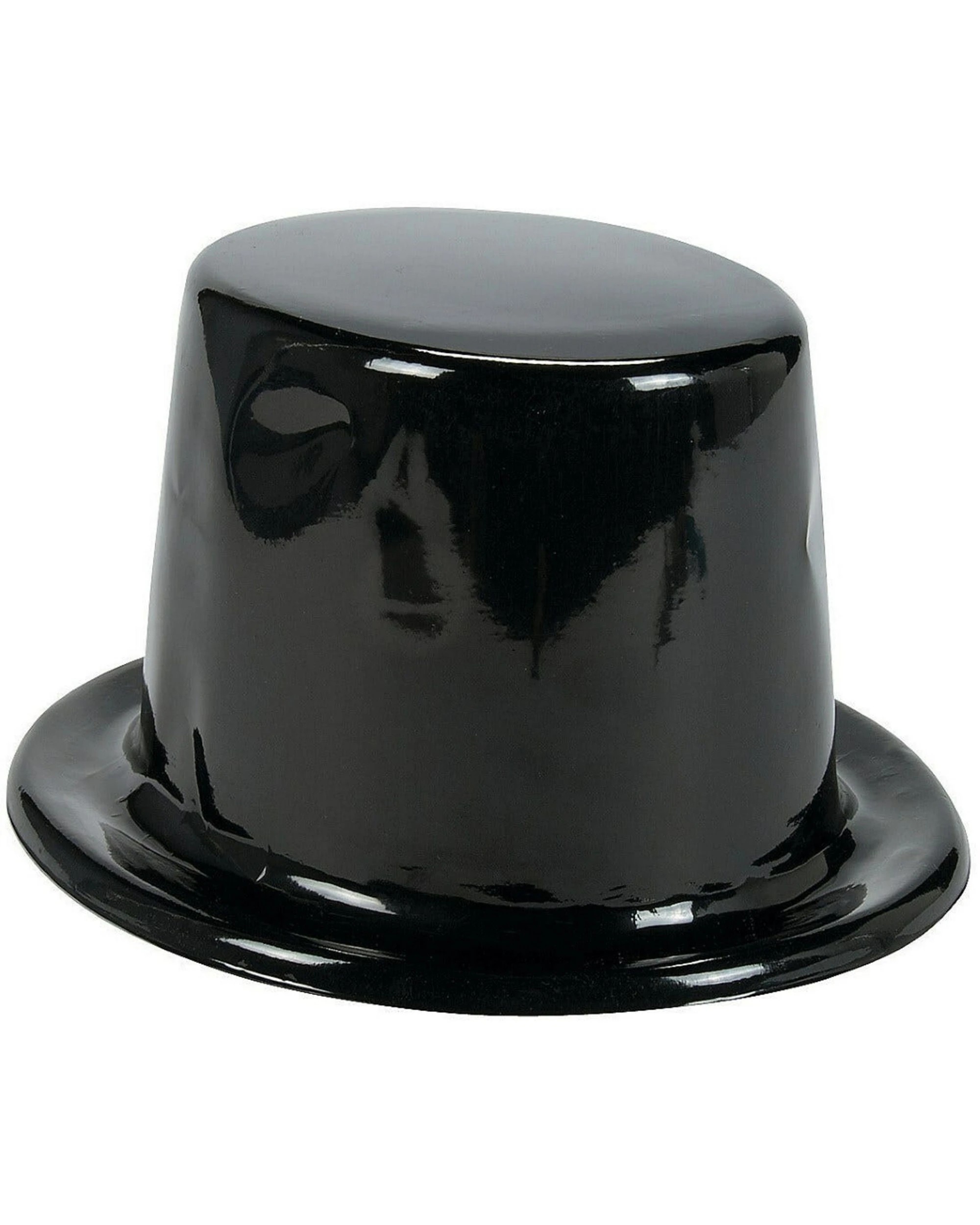 1 Partyrama Child's Black Plastic Top Hats Pack of 12, 1 of 1
