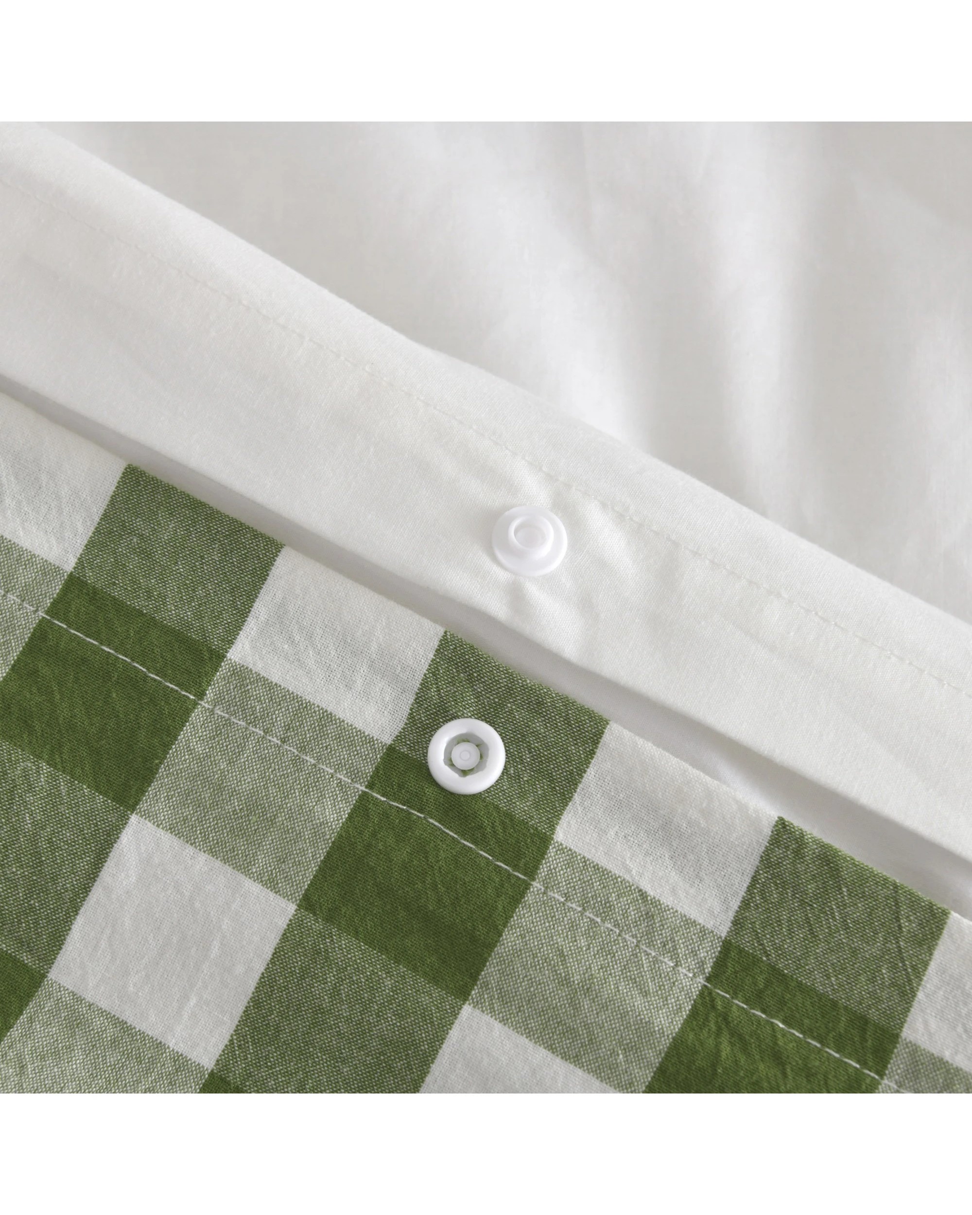 4 Dreamaker Lola Yarn Dyed Washed Cotton Gingham Quilt Cover Set - Double Bed - Olive, 4 of 4