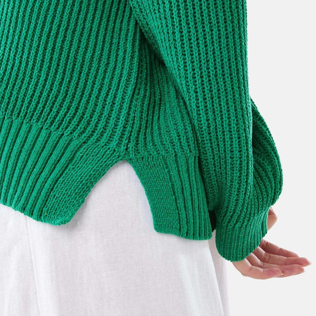 8 Chenille V-Neck Jumper SIMPLY GREEN, 8 of 9
