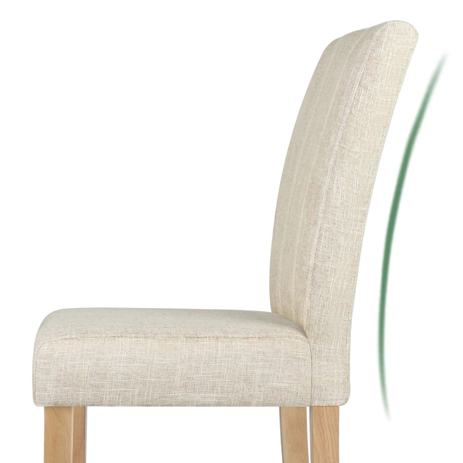 7 Alfordson 2x Dining Chairs Cafe Kitchen Chair Retro High-Back Wood Fabric - Beige, 7 of 10