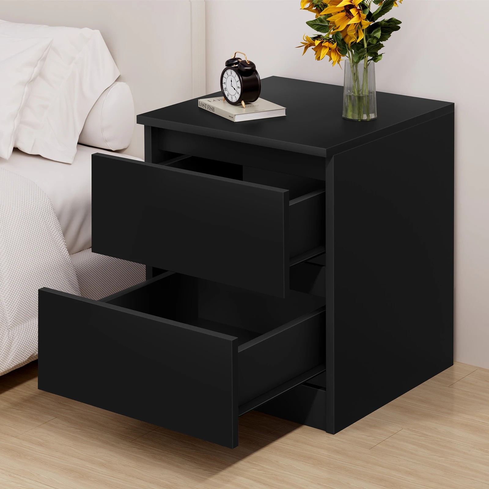 7 Alfordson Bedside Table Nightstand Storage Cabinet Side End Table - Black, 7 of 10