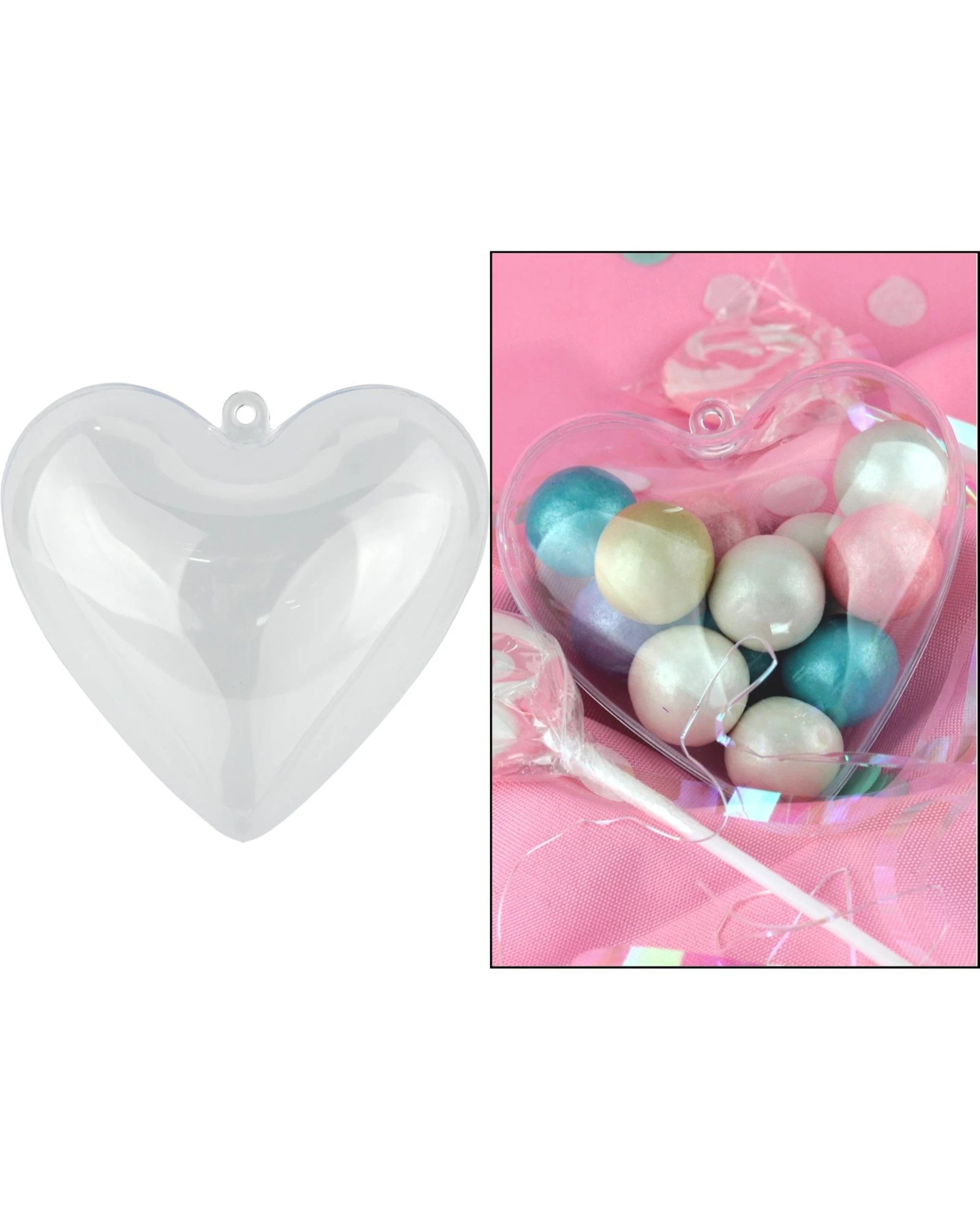 1 Party Maker Clear Plastic Fillable Heart 10cm, 1 of 5