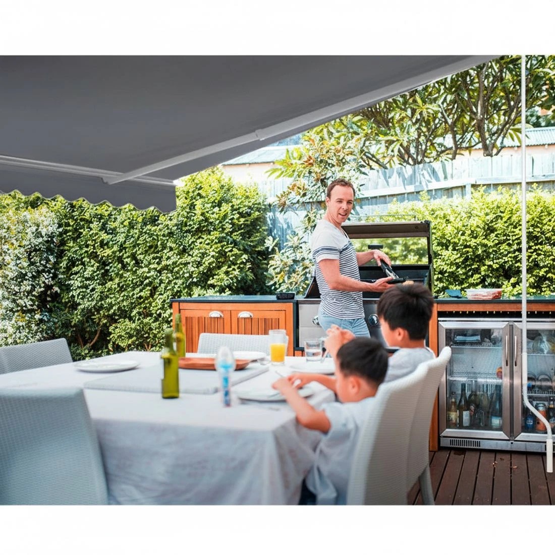 4 Instahut Retractable Folding Arm Awning Manual Sunshade 4Mx2.5M Pearl - Grey, 4 of 6