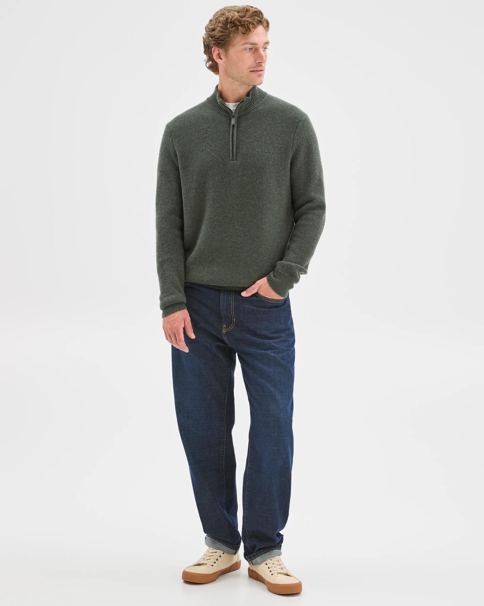 2 Target Man Lambswool 1/2 Zip Knit Jumper MOSS GREEN, 2 of 7