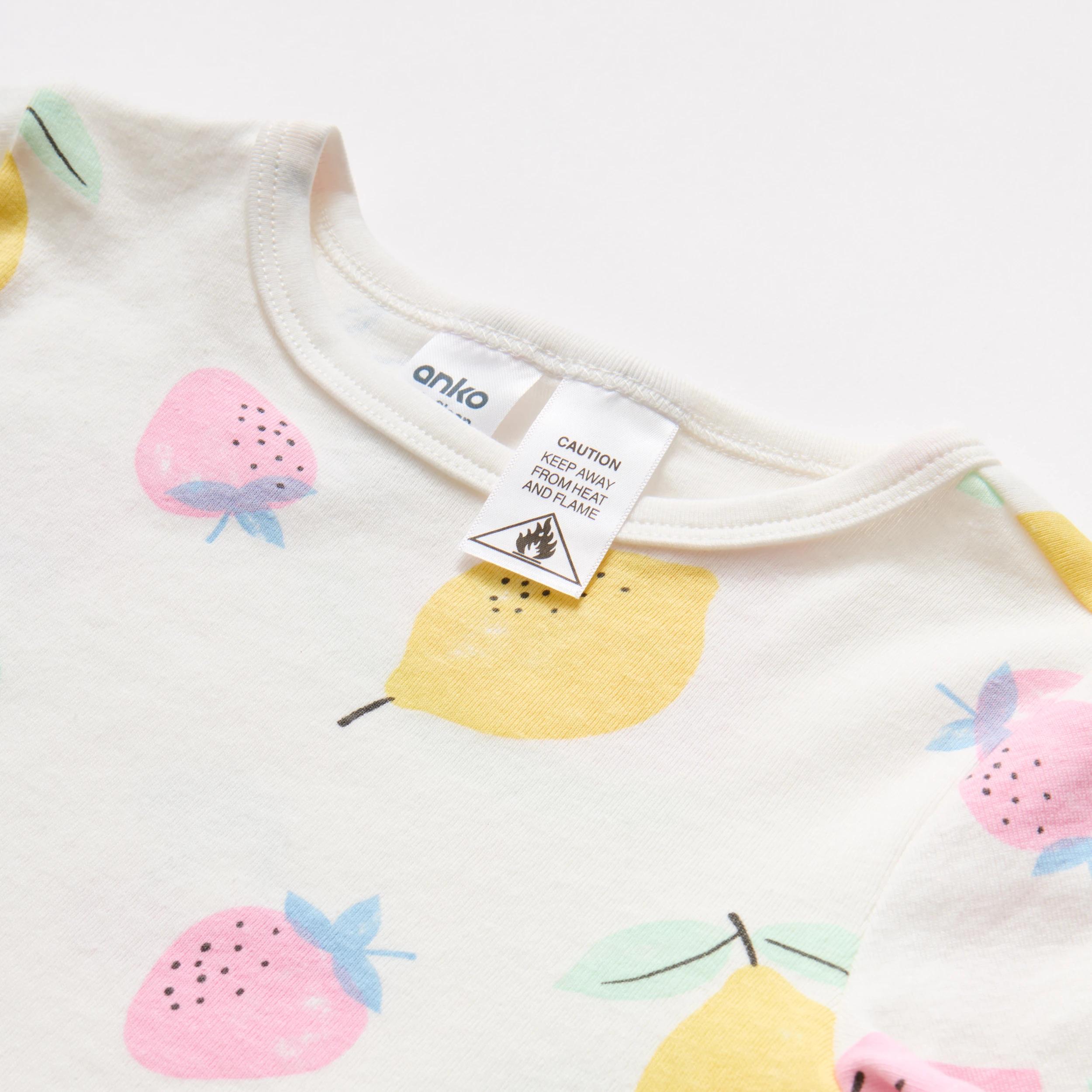 7 Short Sleeve Ribbed Pyjama Set WHITE FRUIT, 7 of 8