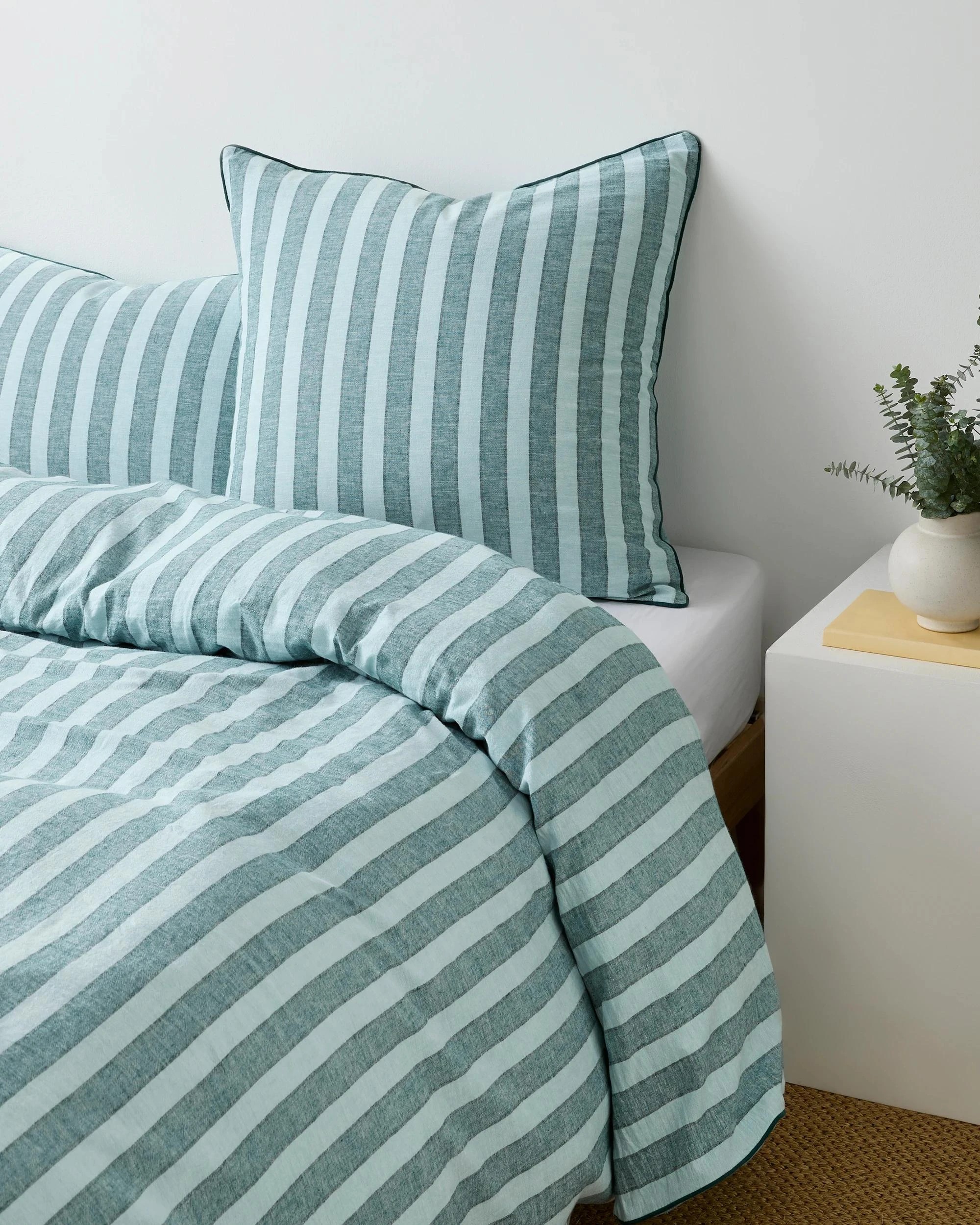 1 Target Reid Stripe Linen/Cotton European Pillowcase - Queen Bed - Green, 1 of 4