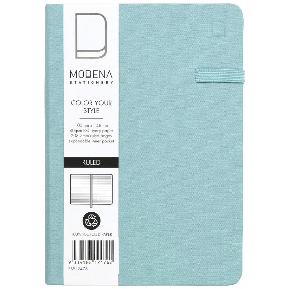 1 Modena A6 Linen Ruled Notebook Teal, 1 of 5
