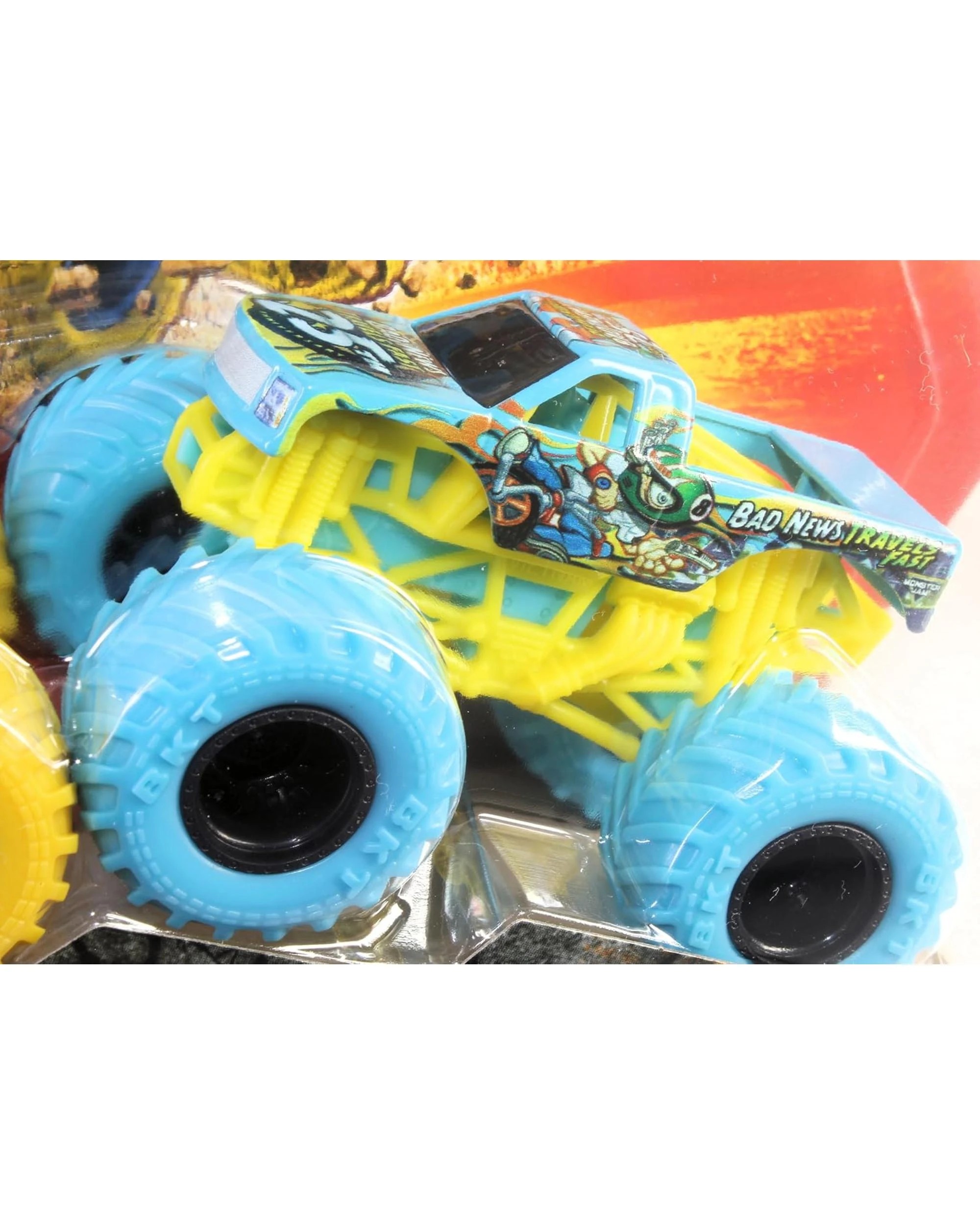 4 Monster Jam Blue Thunder vs Bad News Travels Fast 1:64 Scale 2 Pack, 4 of 4