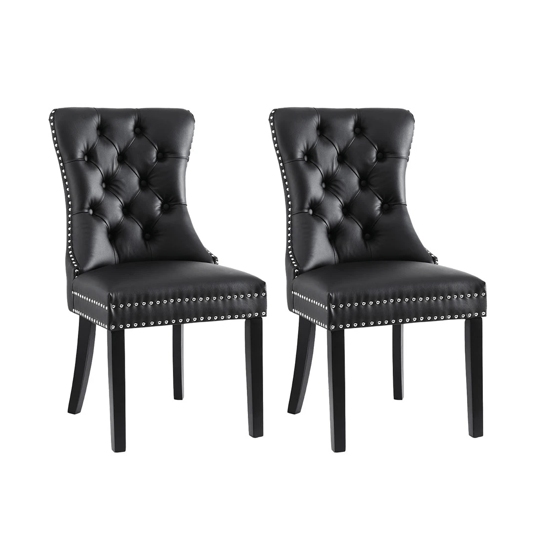 1 1 Set of 2 Artiss Dining Chairs Leather - Black, 1 of 6
