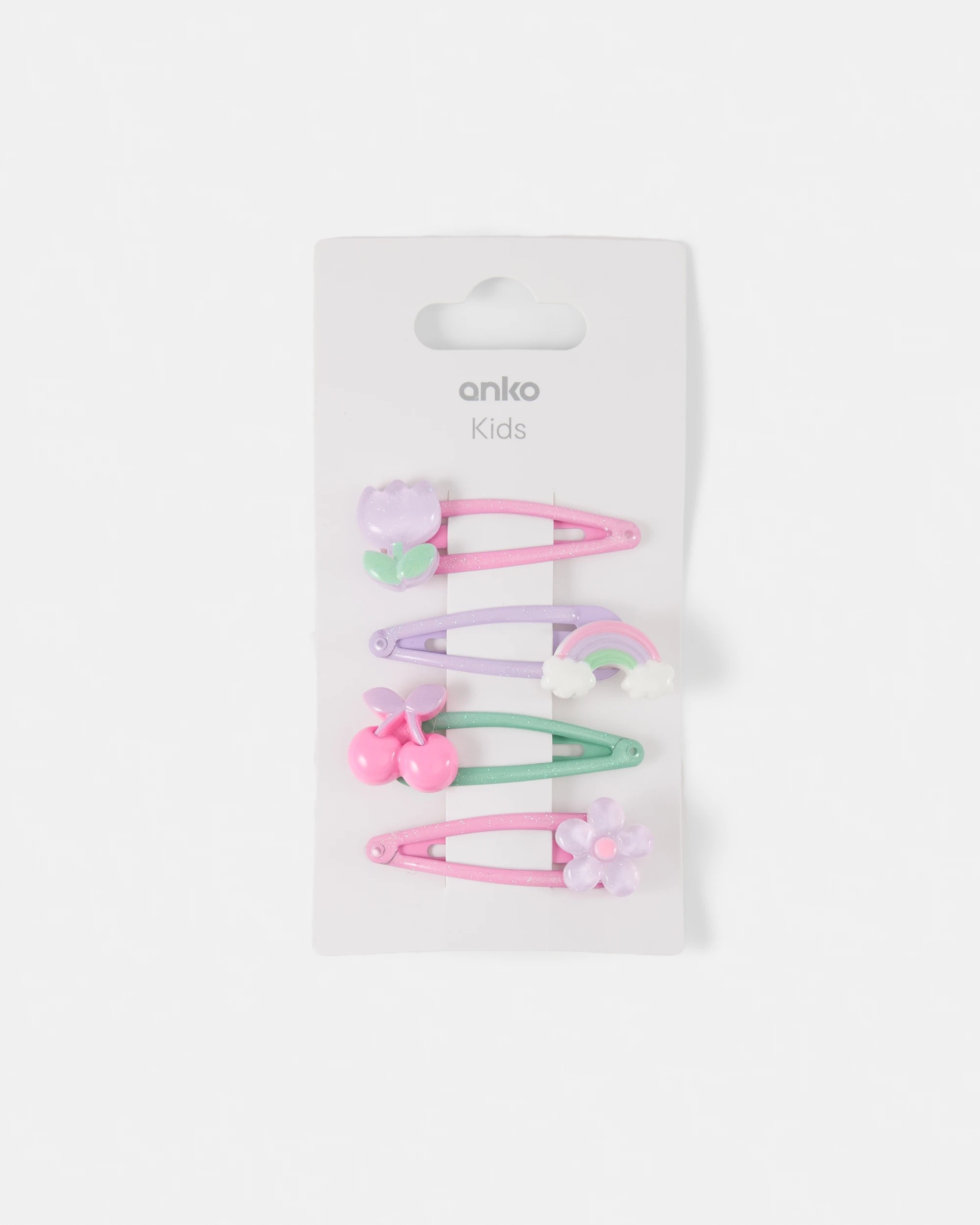 3 4 Pack Snap Hair Clip - Flower, Rainbow and Cherry, 3 of 3