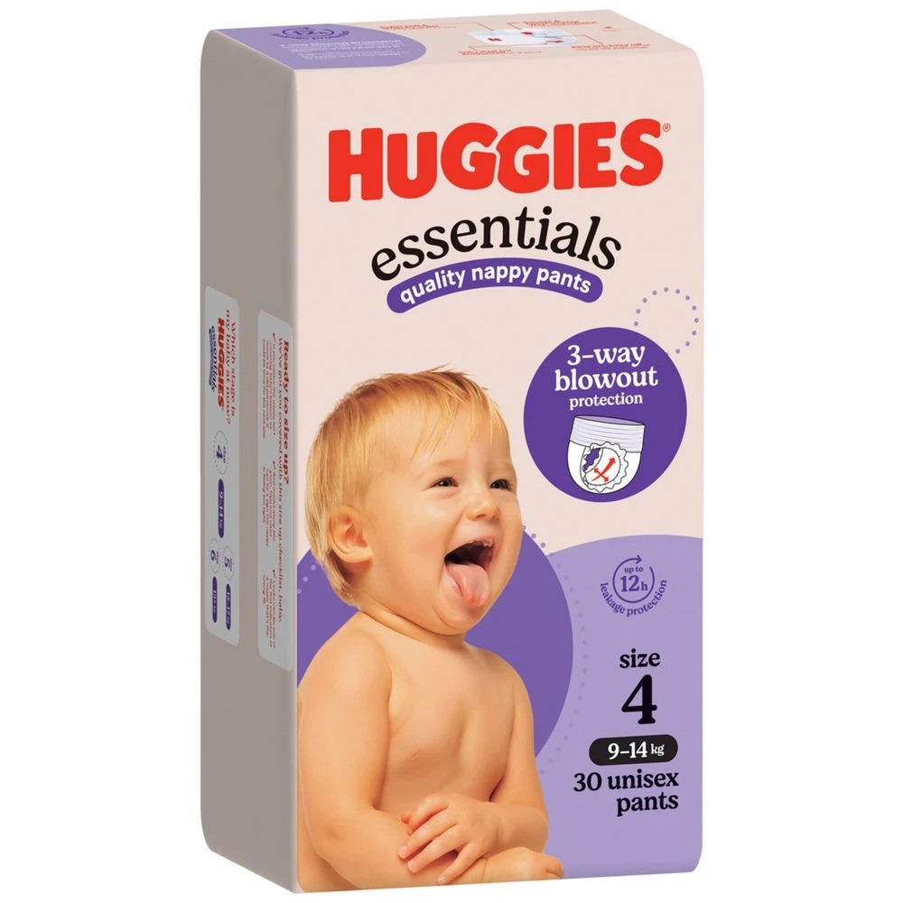 1 Huggies Essential Nappy Pants Large 30 Pack, 1 of 6