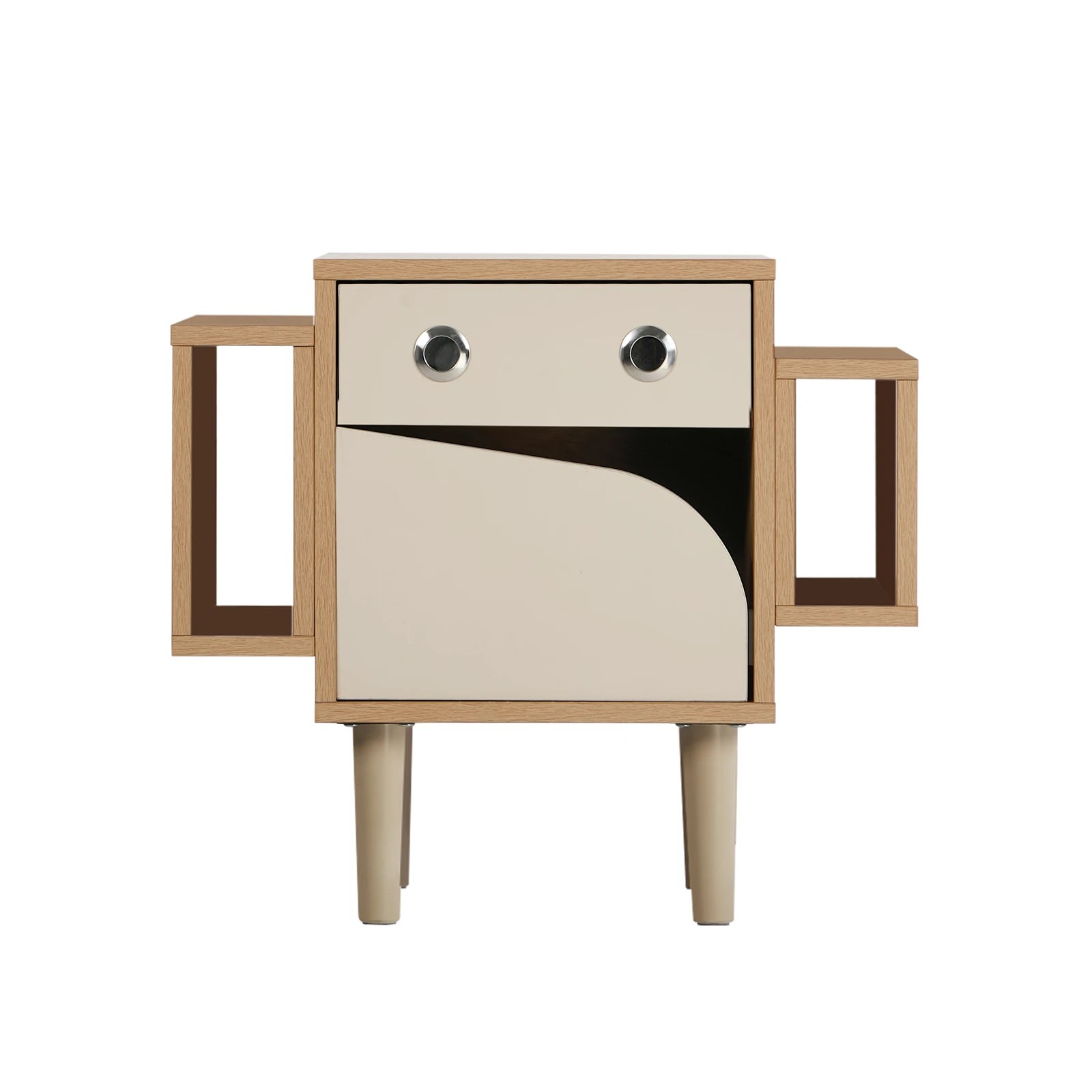 7 Oikiture Kids Robot Bedside Table Nightstand With Drawer Bedroom Storage Cabinet - Natural, 7 of 8