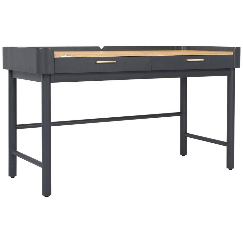1 Stilford Leipzig 2 Drawer 1400mm Desk Charcoal and Oak Desks, Tables and Workstations, 1 of 10