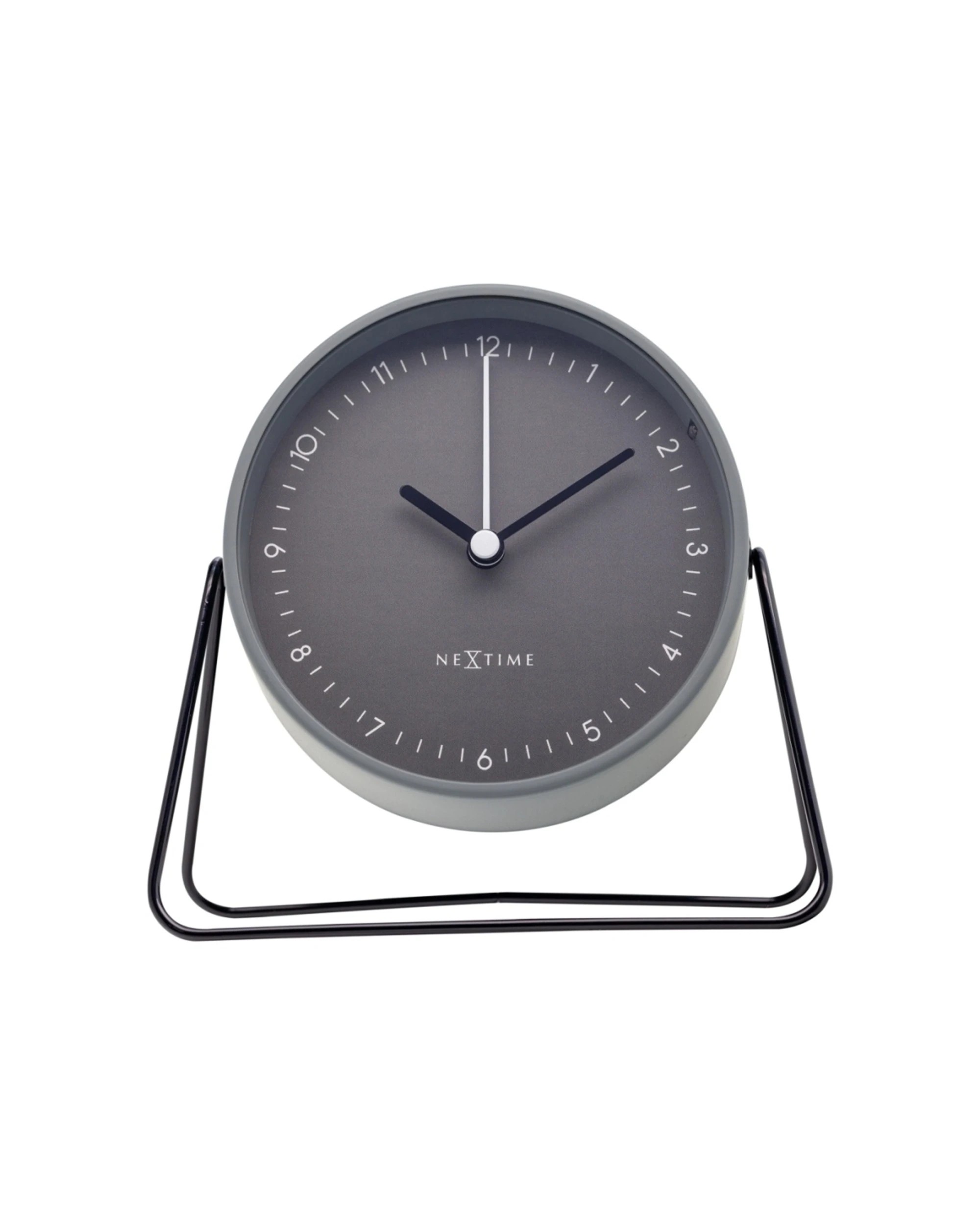 1 NEXTIME Berlin Table Alarm Clock Silent Movement With Night Light - Grey, 1 of 7