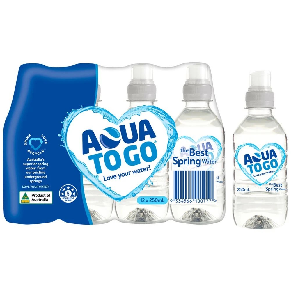 1 Aqua To Go 250mL Water Bottles 12 Pack, 1 of 3