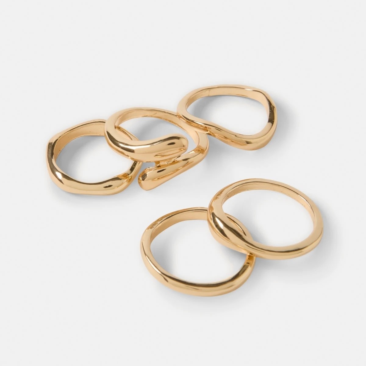 2 5 Pack Teardrop Rings - Gold Tone, 2 of 5