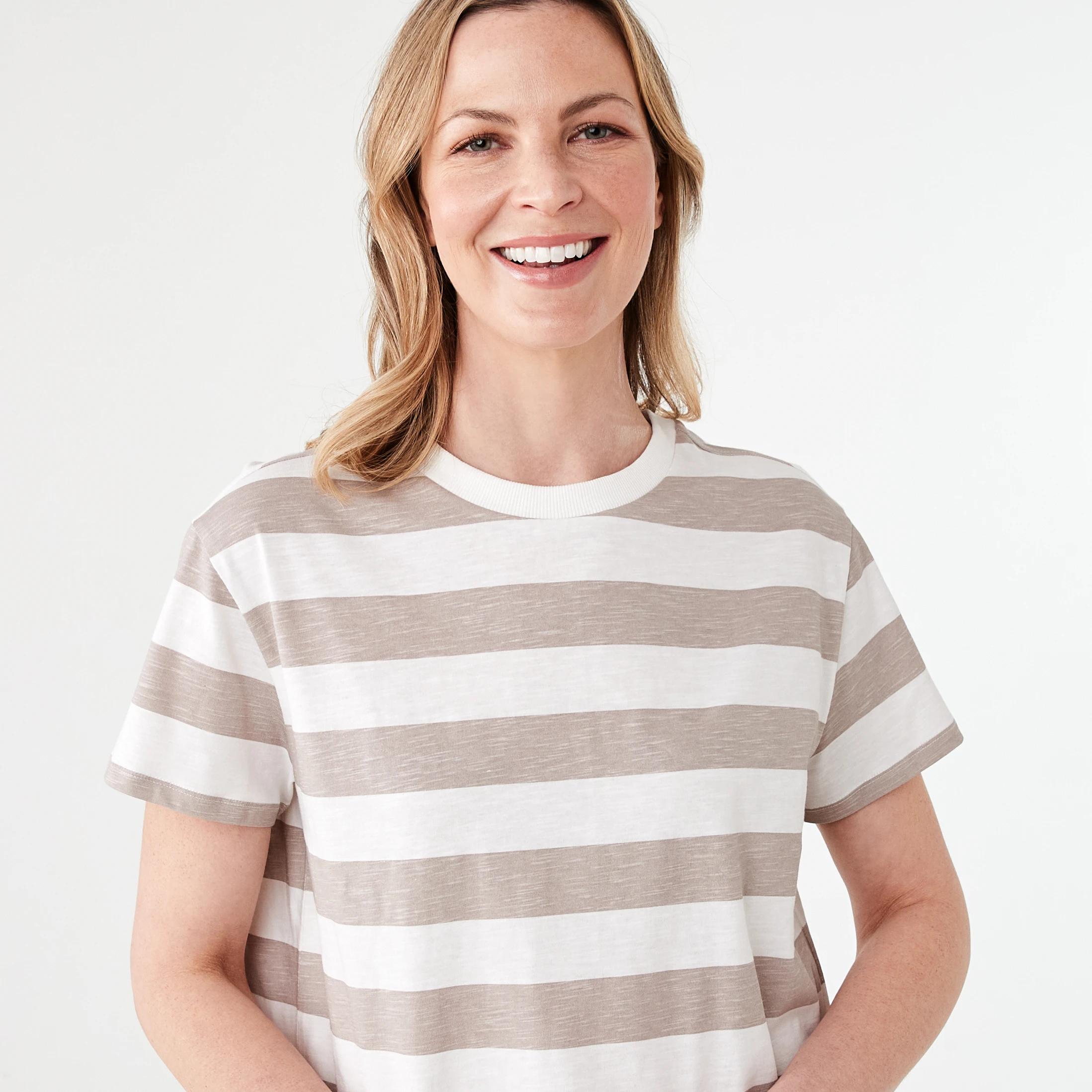 4 Short Sleeve Shrunken T-shirt WIDE STRIPE FADED STRIPE, 4 of 5